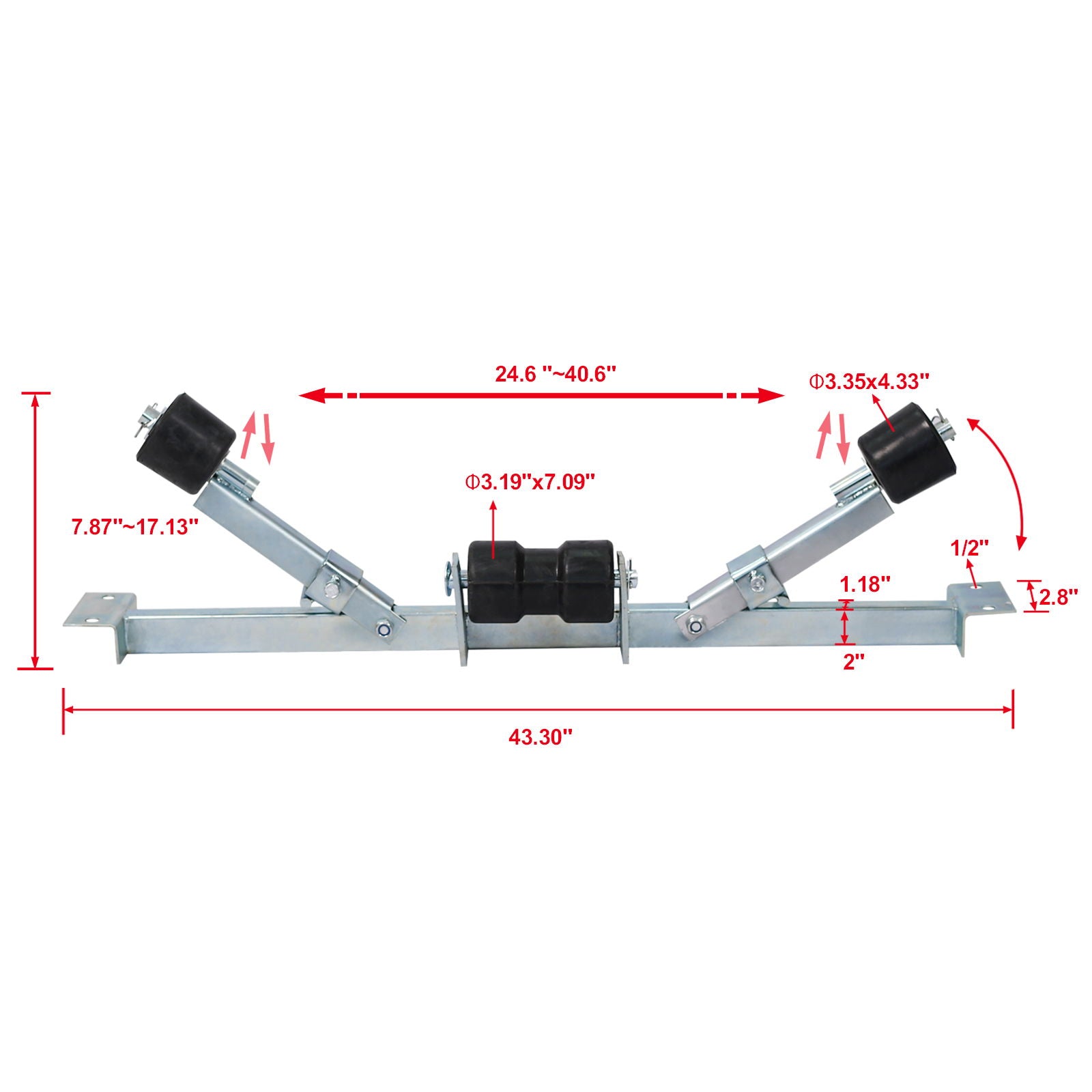 Heavy Duty Boat Trailer Support Bracket with Keel Rollers