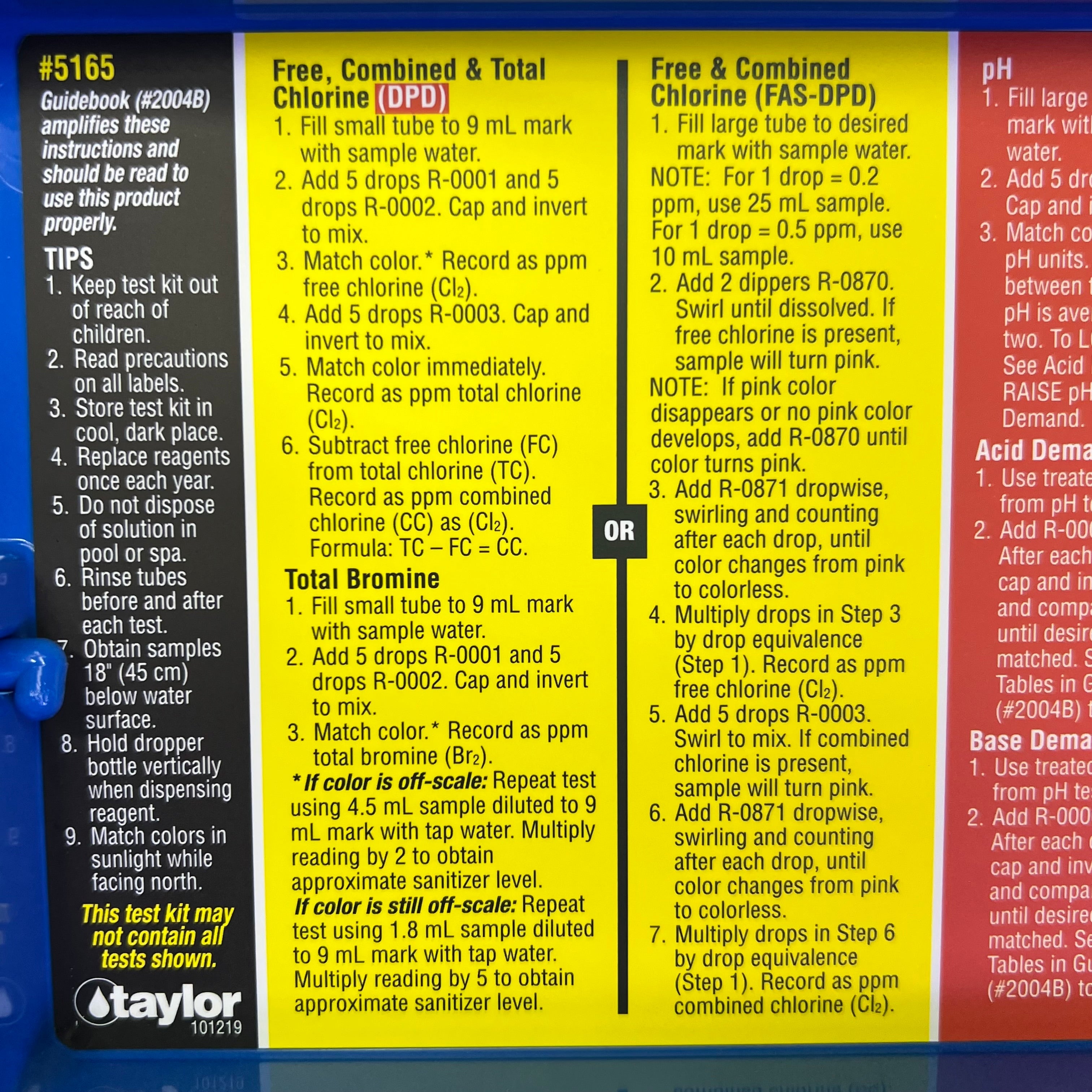 TAYLOR  Easy-To-Kit Complete Swimming Pool Water Testing Kit  Multicolor K-2005