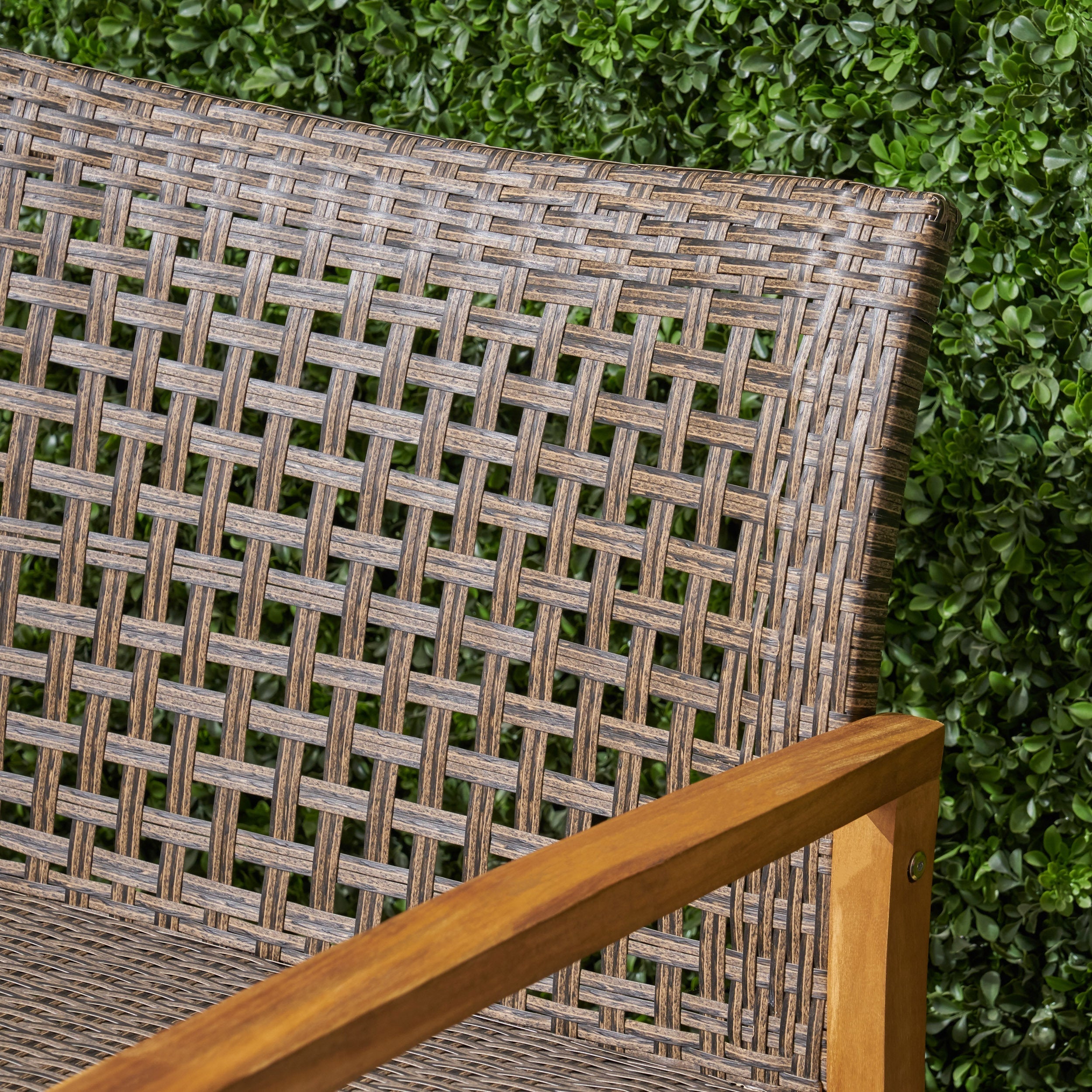 Hampton Outdoor Acacia Wood Wicker Loveseat
