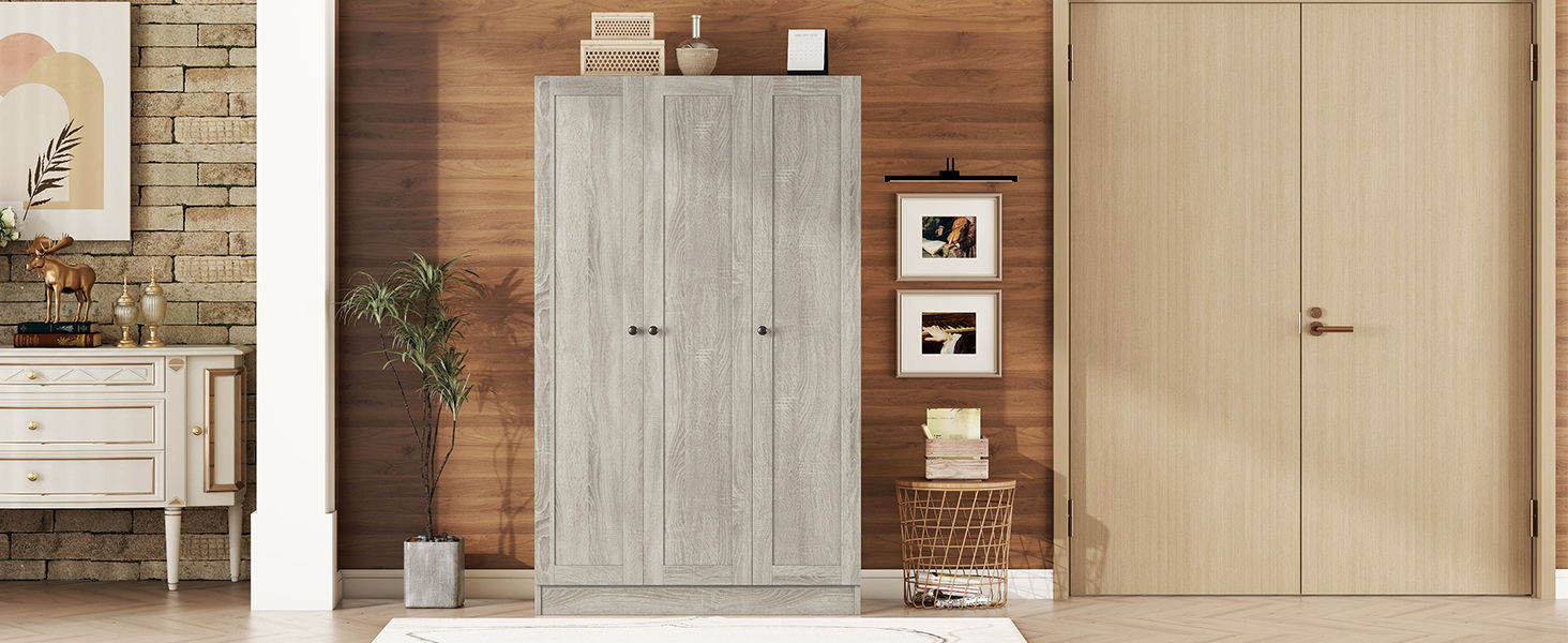 3 Door Shutter Wardrobe With Shelves