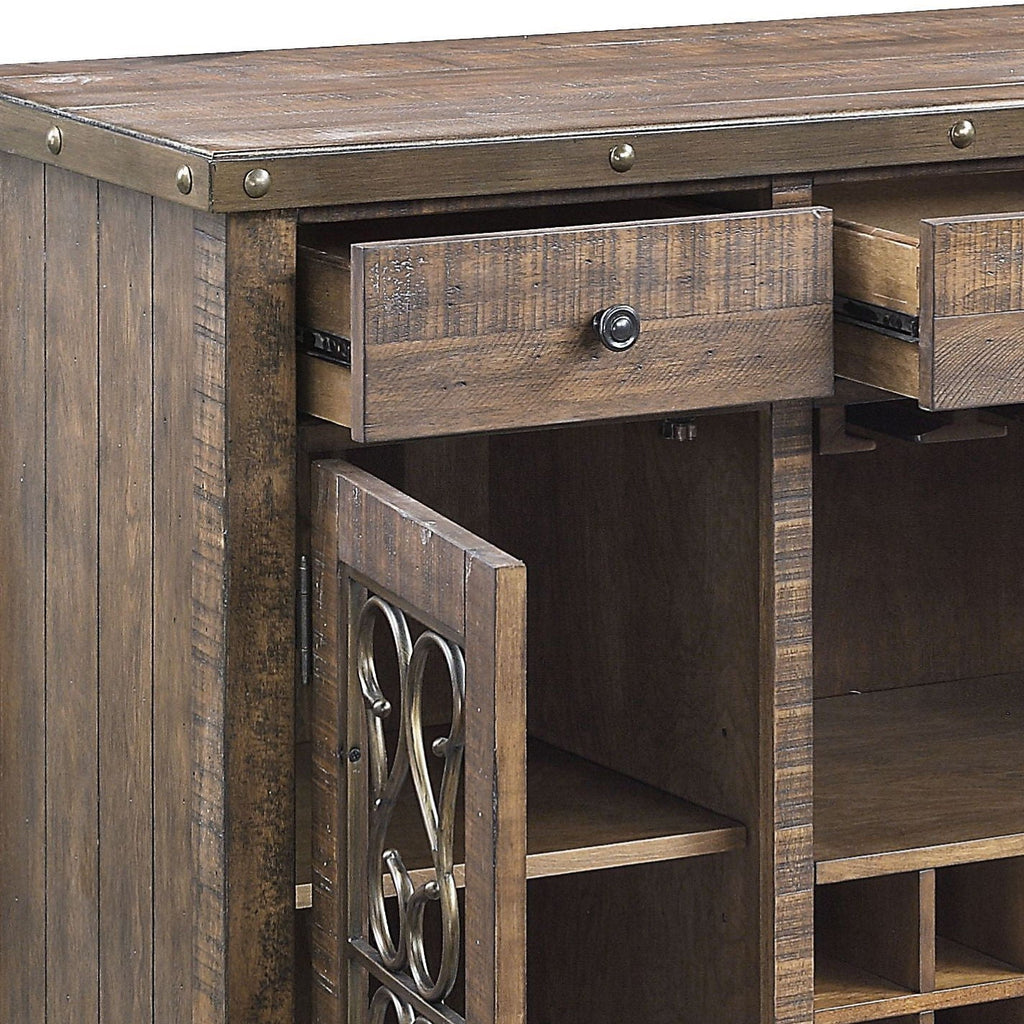 Raphaela Server With Cup Holder & Wine Rack - Cherry
