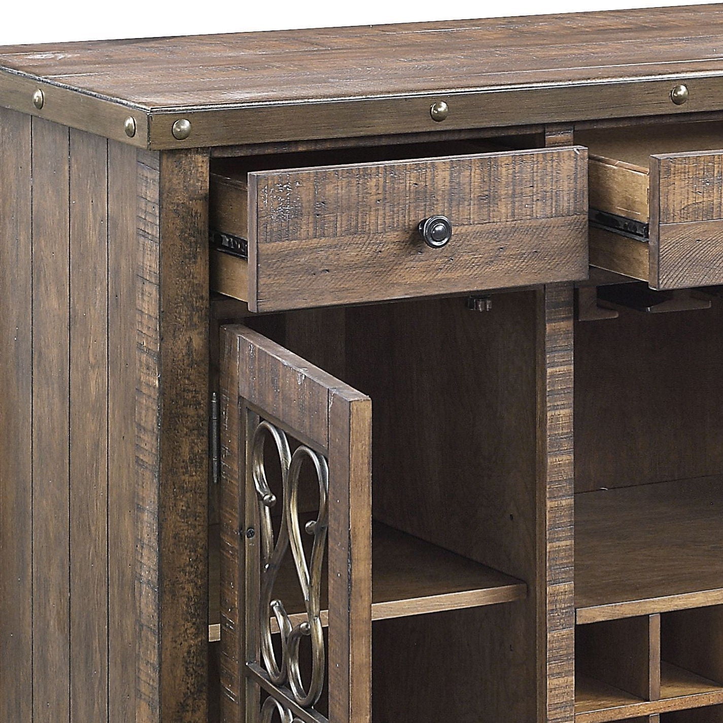 Raphaela Server With Cup Holder & Wine Rack - Cherry