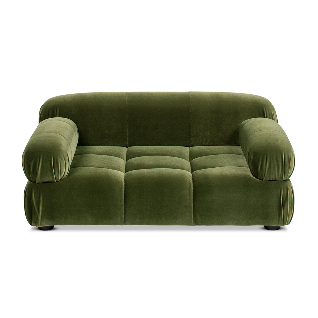 Marcel Upholstered Modern Small to Medium Pet Bed For Dogs and Cats Olive Green Velvet