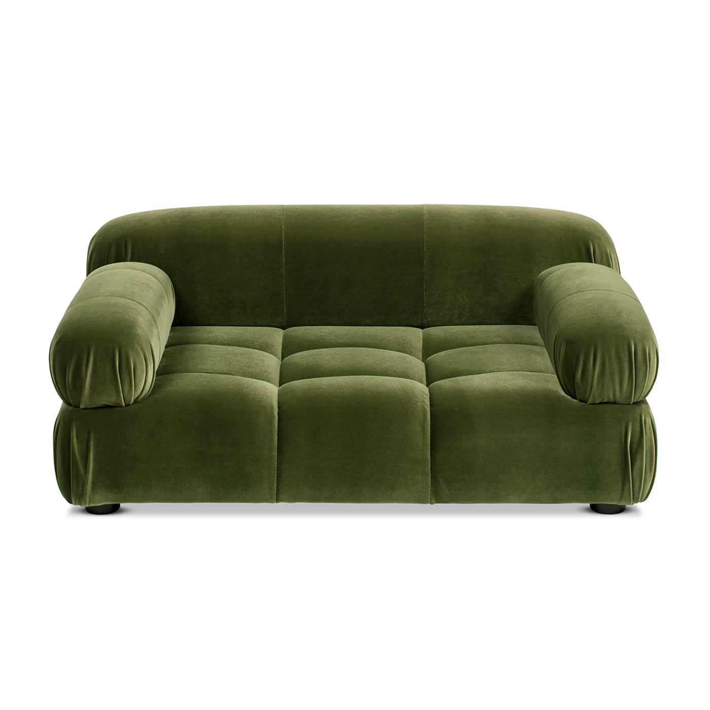 Marcel Upholstered Modern Small to Medium Pet Bed For Dogs and Cats Olive Green Velvet