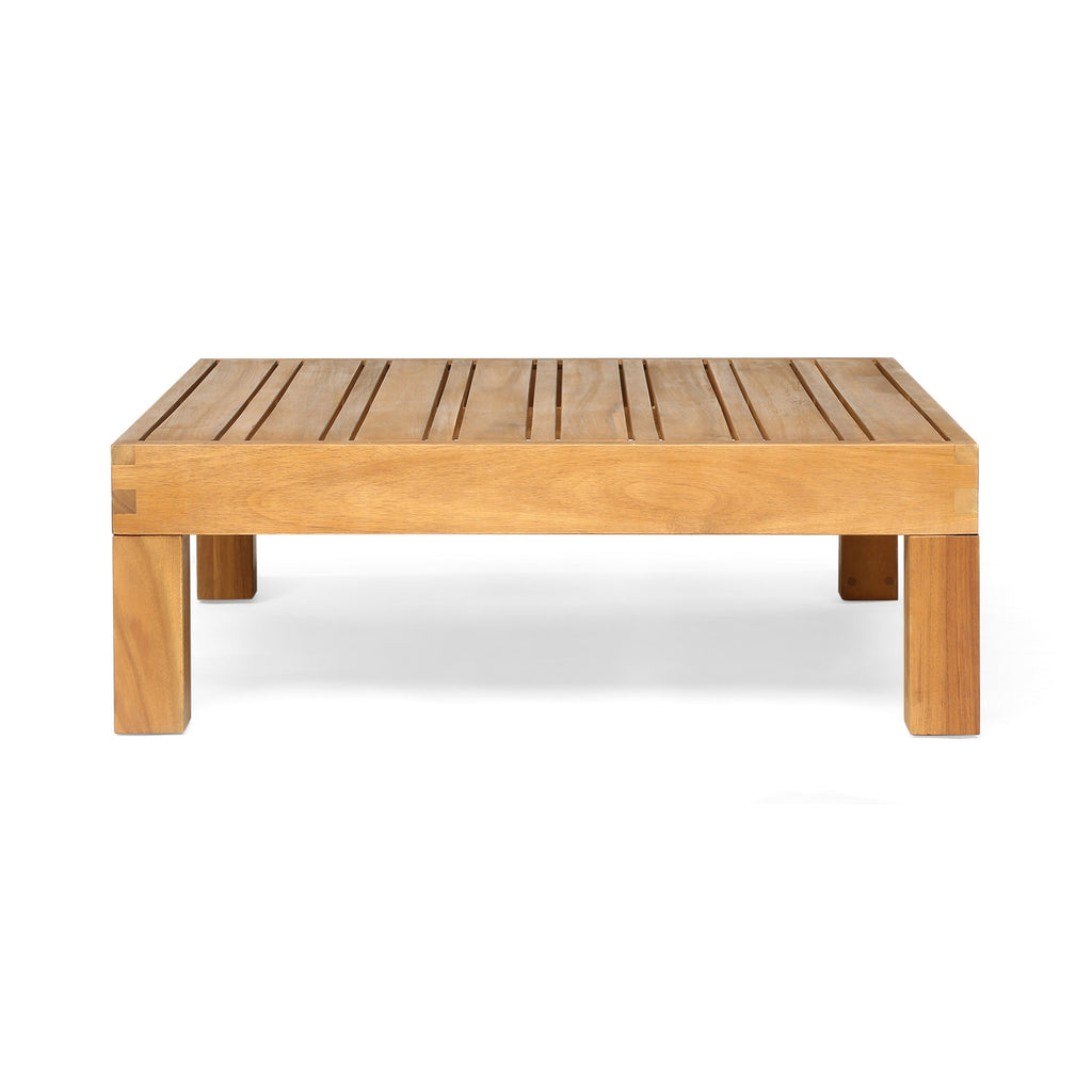 Oana Outdoor Wooden Sectional Set With Cushions, Blue