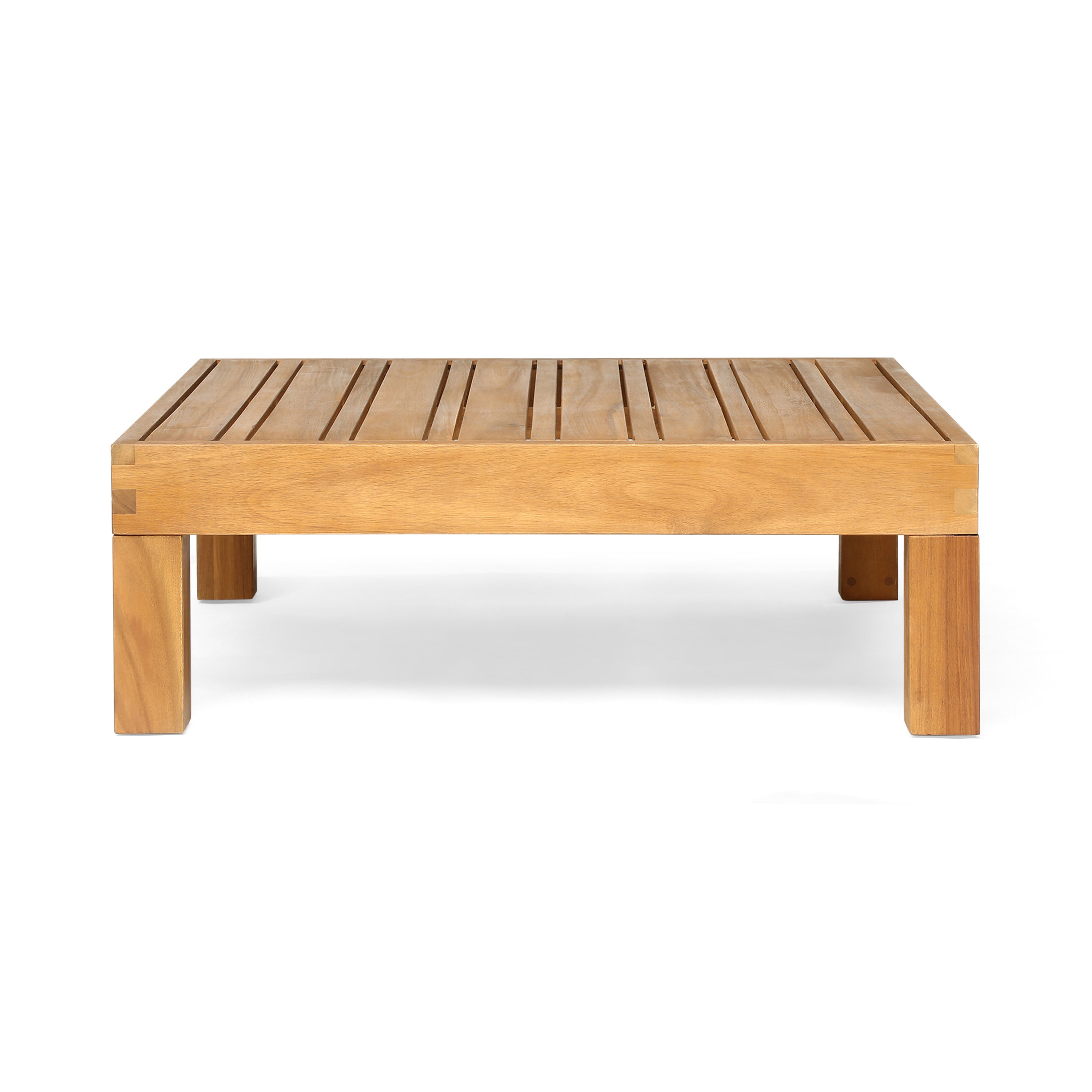 Oana Outdoor Wooden Sectional Set With Cushions, Blue