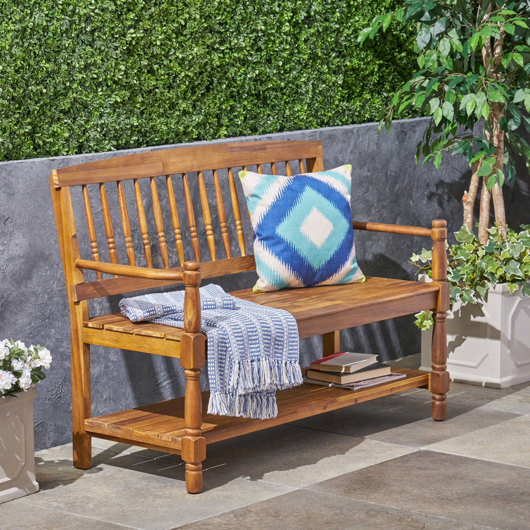 Imperial Bench With Built-In Shelf