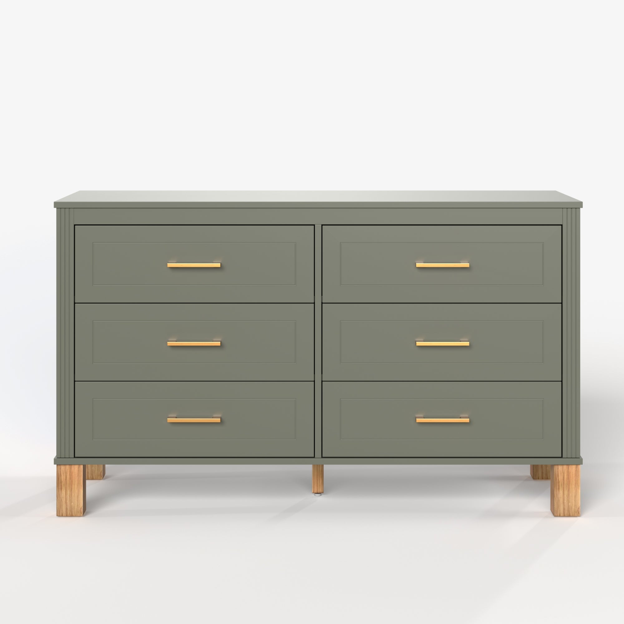 6-Drawer Double Dresser in Olive