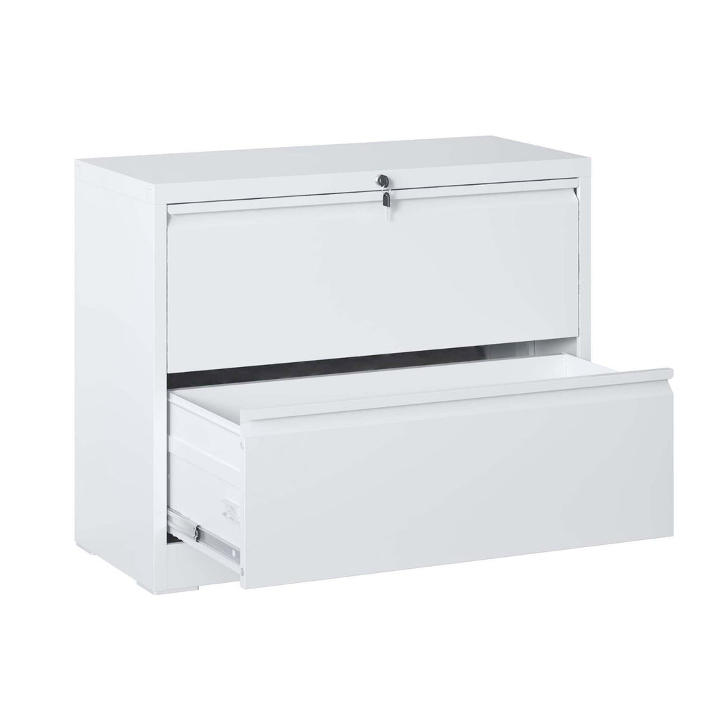 Lateral File Cabinet 2 Drawer, Locking File Cabinet With Anti Tip Interlock, Heavy Duty Storage For Letter / Legal / A4