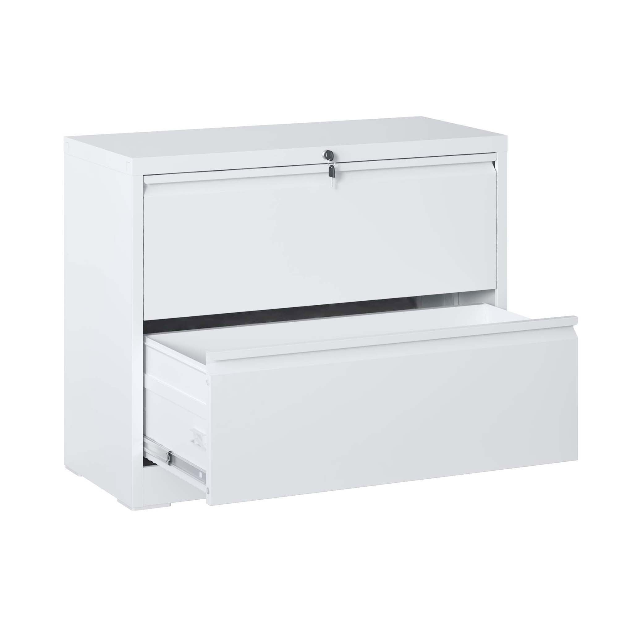 Lateral File Cabinet 2 Drawer, Locking File Cabinet With Anti Tip Interlock, Heavy Duty Storage For Letter / Legal / A4
