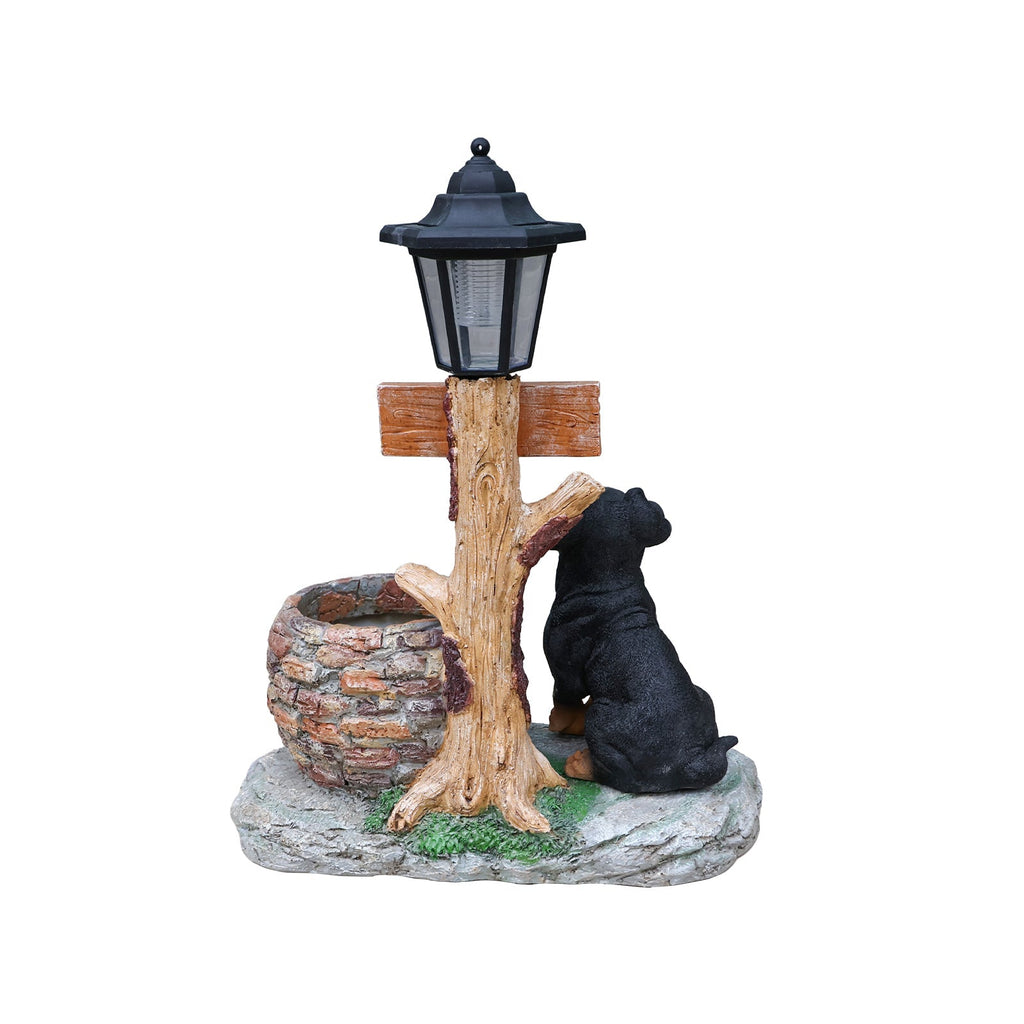 Puppy Dog Solar Planter Outdoor Statue