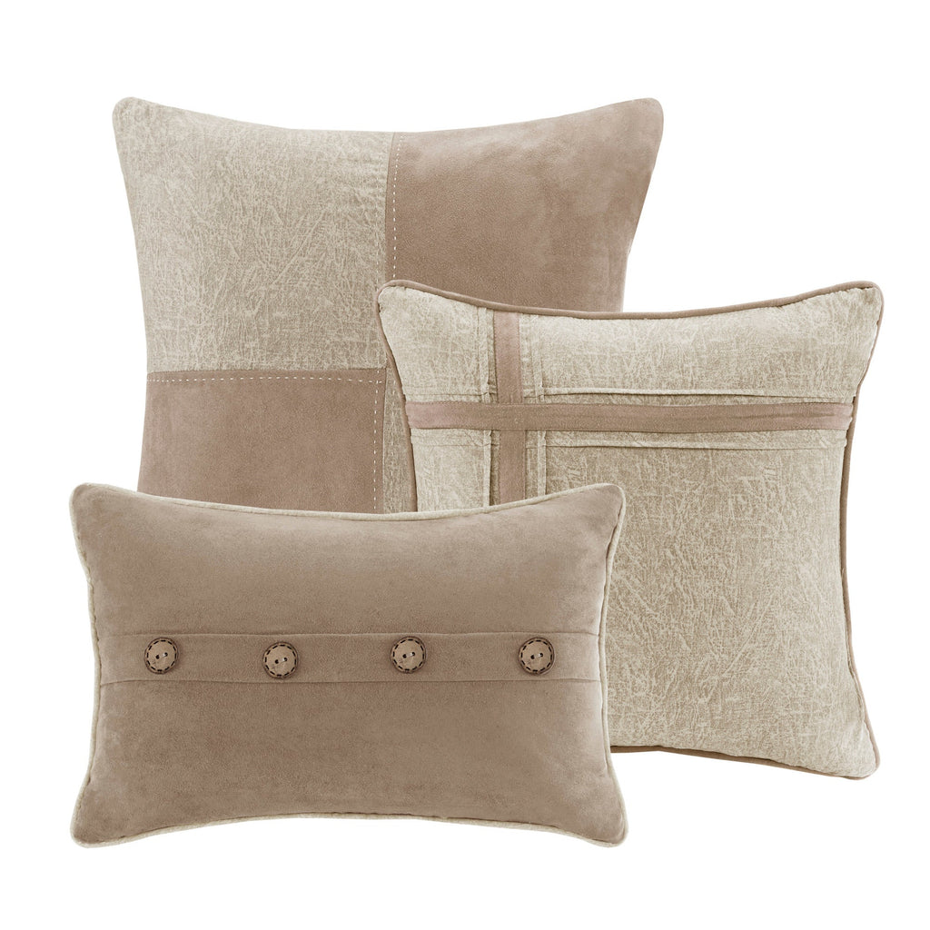 7 Piece Faux Suede Comforter Set Tan California King