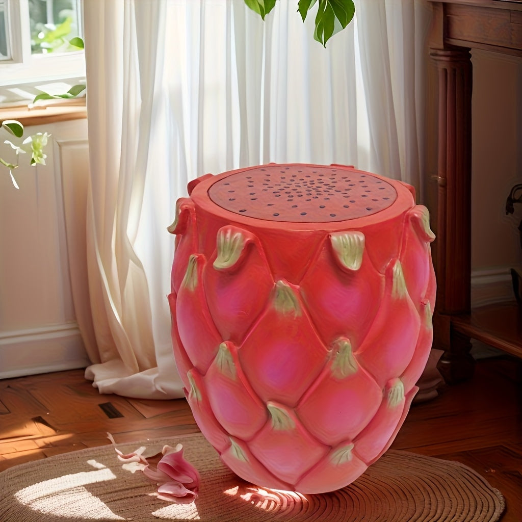 13.4' Oversized Resin Dragon Fruit Stool, Multi-Purpose Side Table & Plant Stand