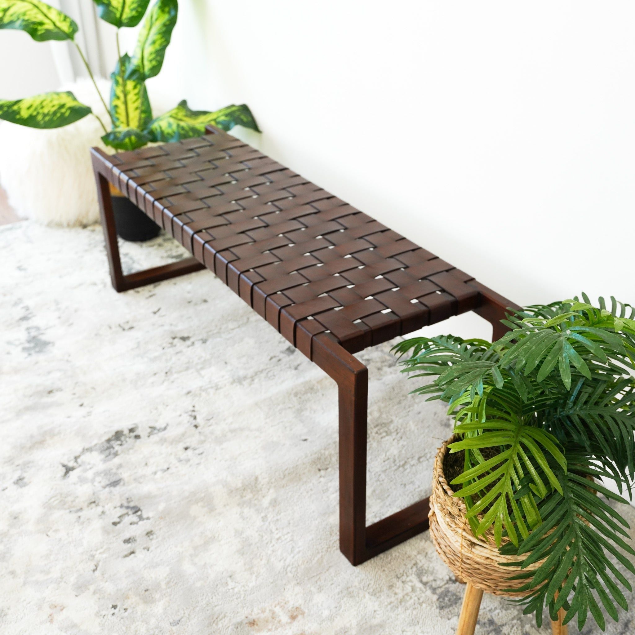 Christina - Bench - Cognac / Dark Brown / Tan