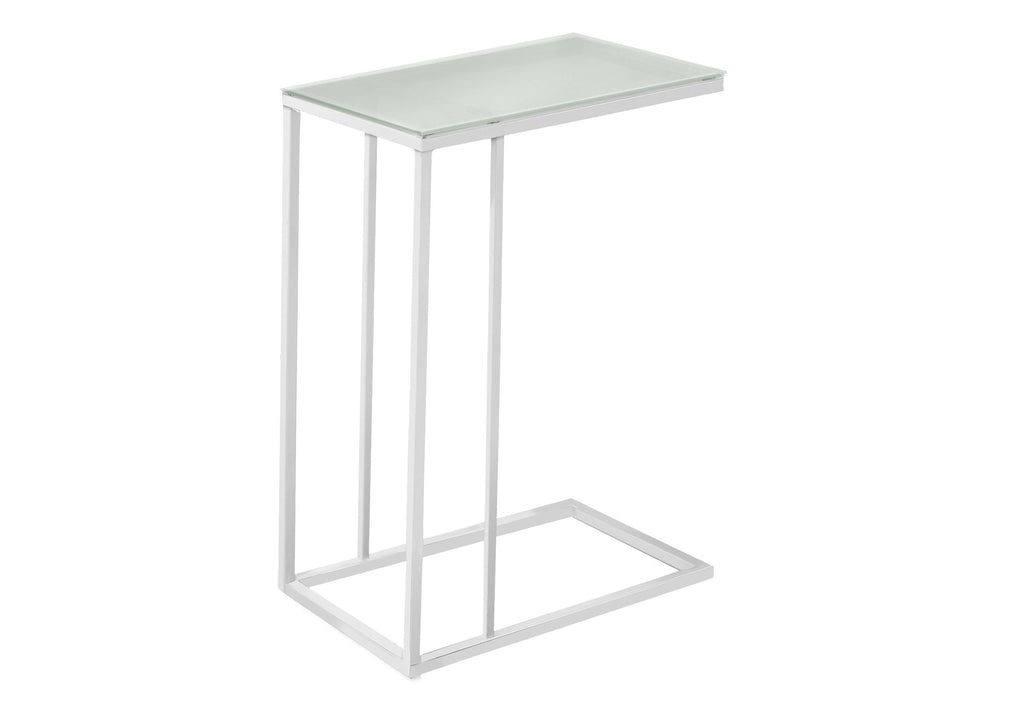 Accent Table, C-Shaped with Tempered Glass - Contemporary & Modern