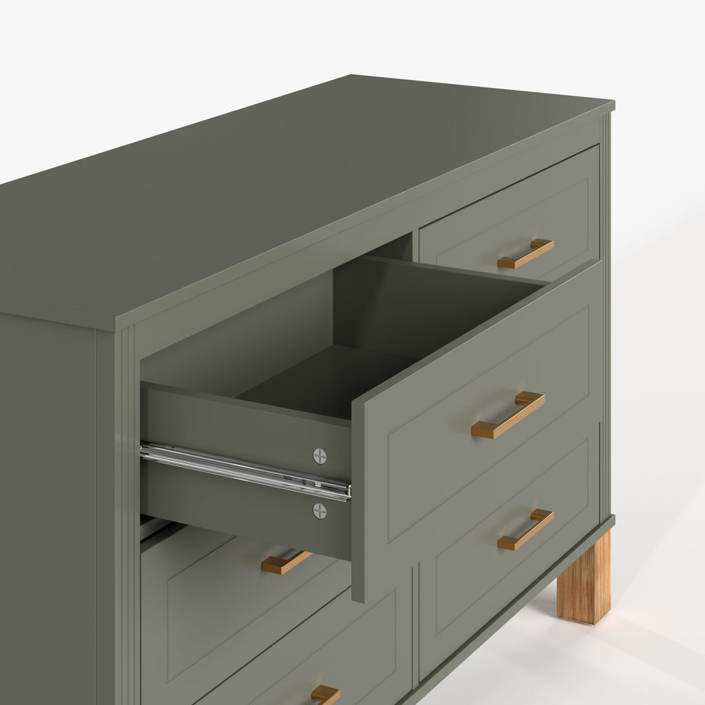 6-Drawer Double Dresser in Olive