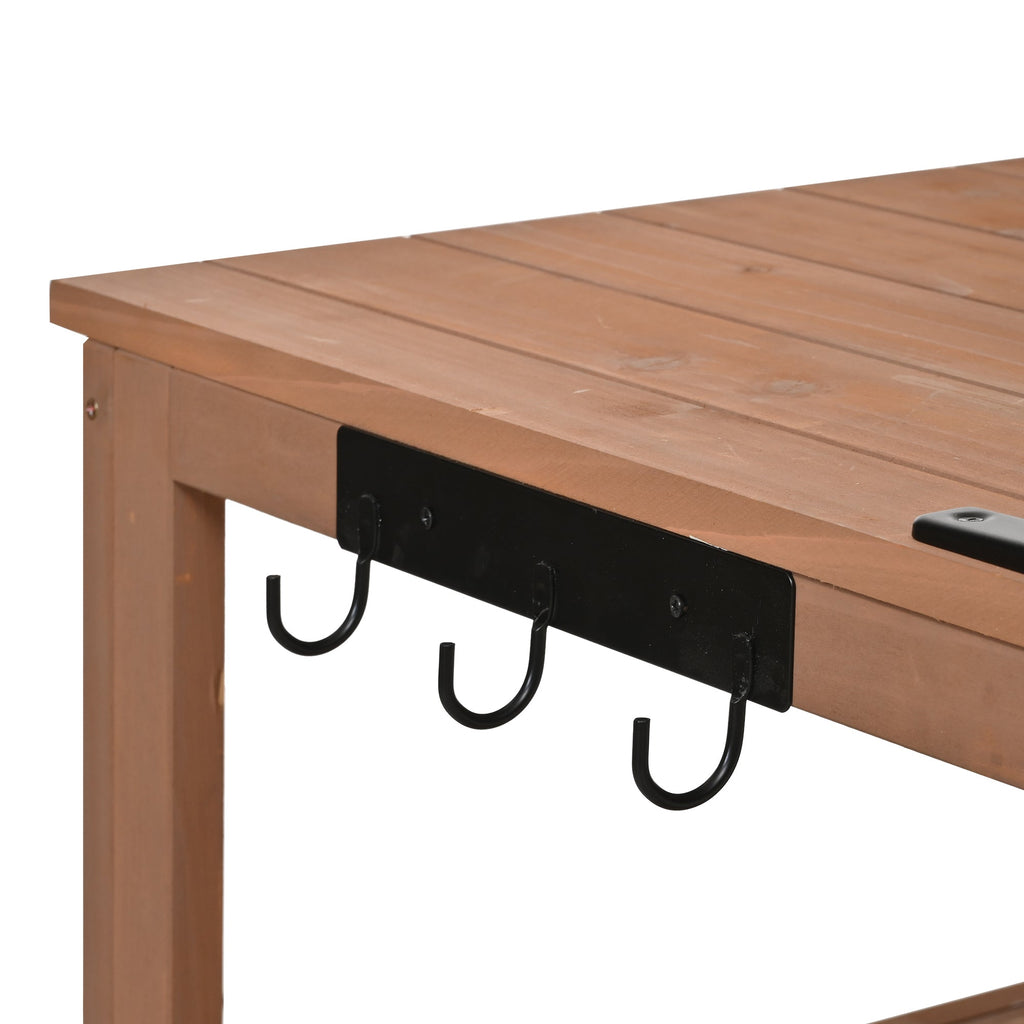TOPMAX Potting Bench with Hutch, 50.2' Solid Fir Wood Garden Workstation