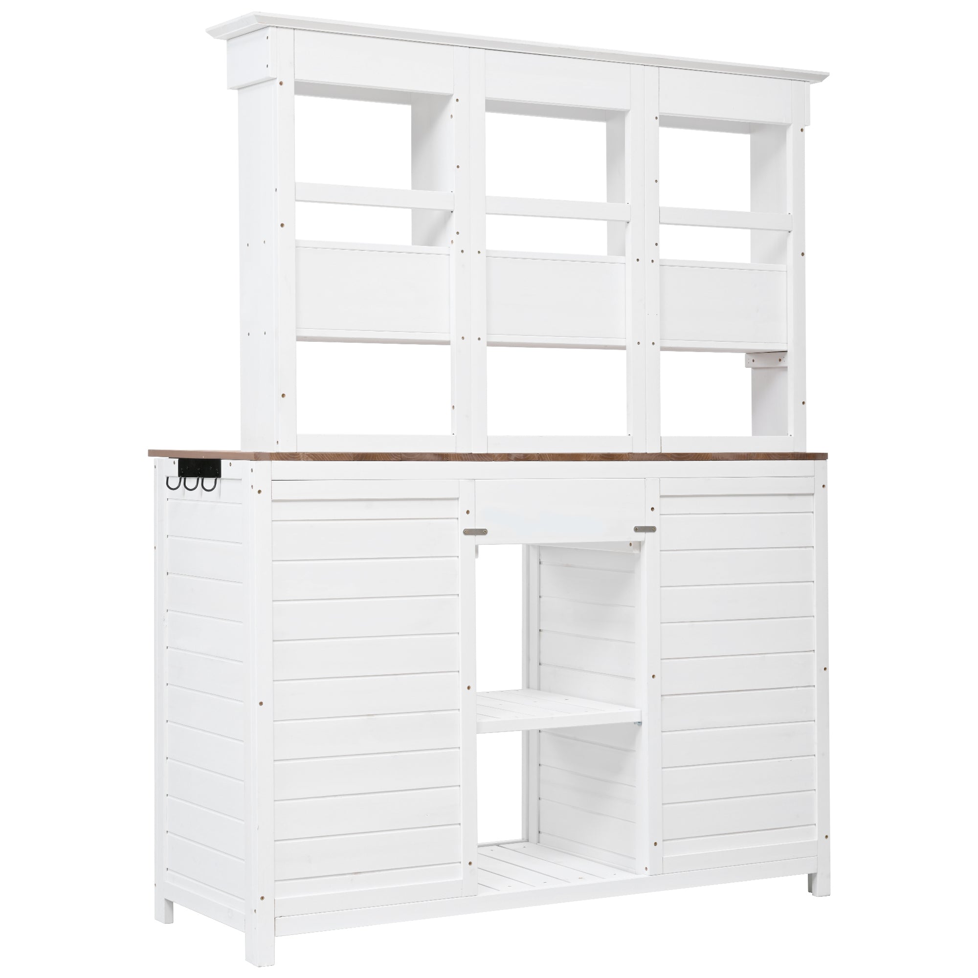 TOPMAX 65.7" Tall Garden Potting Bench Table with Hutch