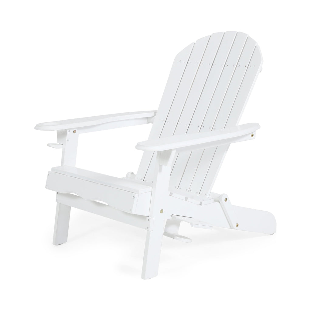 Zenithia Outdoor Foldable Adirondack Chair with 2 Cup Holders, White