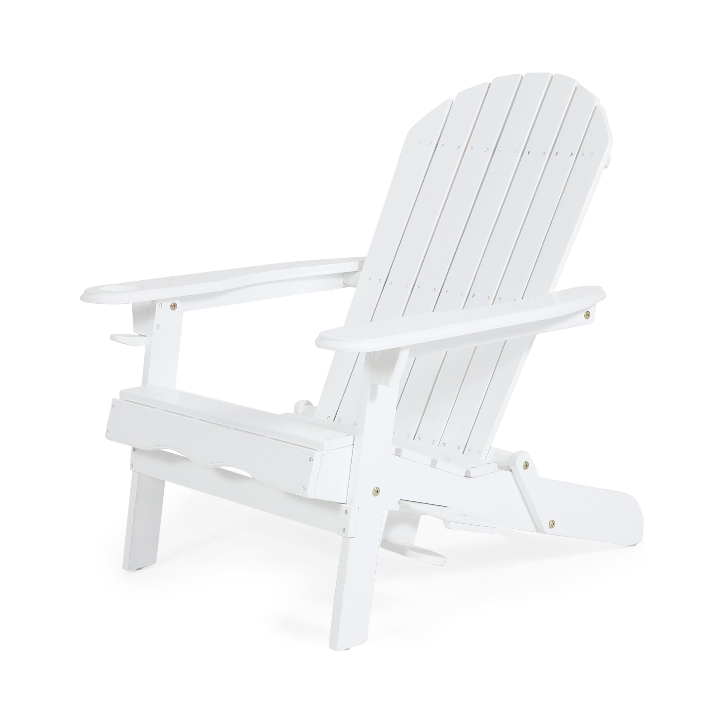 Zenithia Outdoor Foldable Adirondack Chair with 2 Cup Holders, White