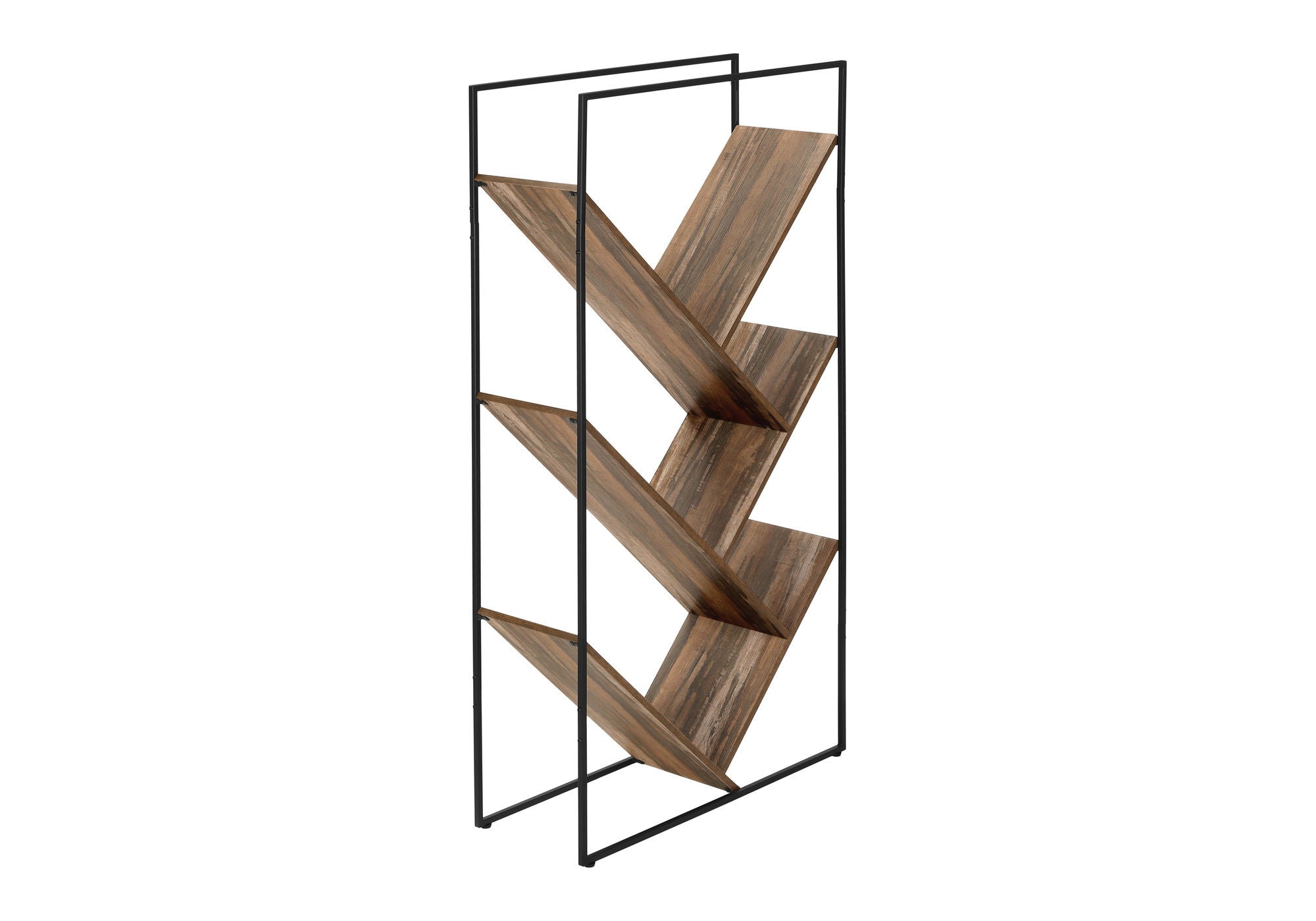 3-Tier Contemporary Bookshelf with Reclaimed Wood Finish