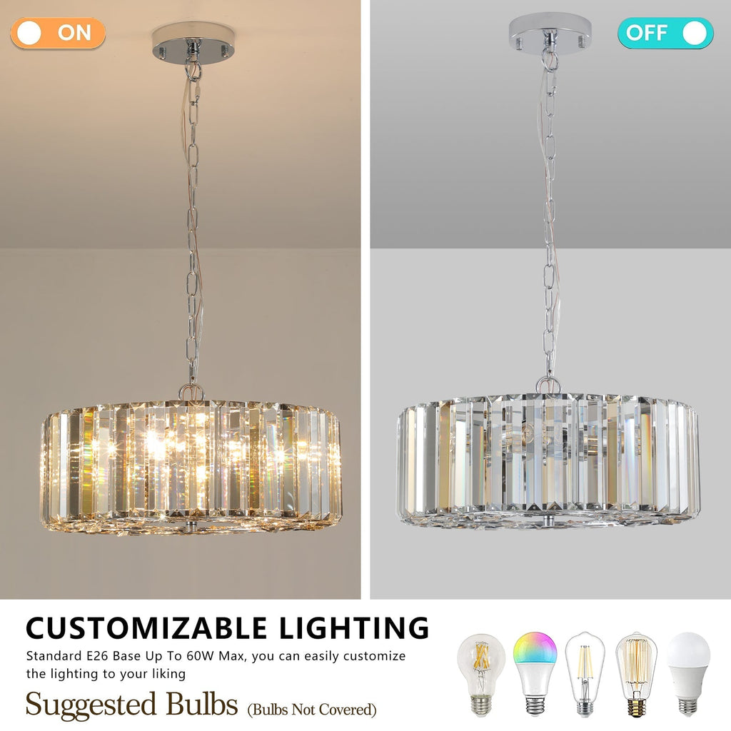 17' Chrome Crystal Pendant Chandelier