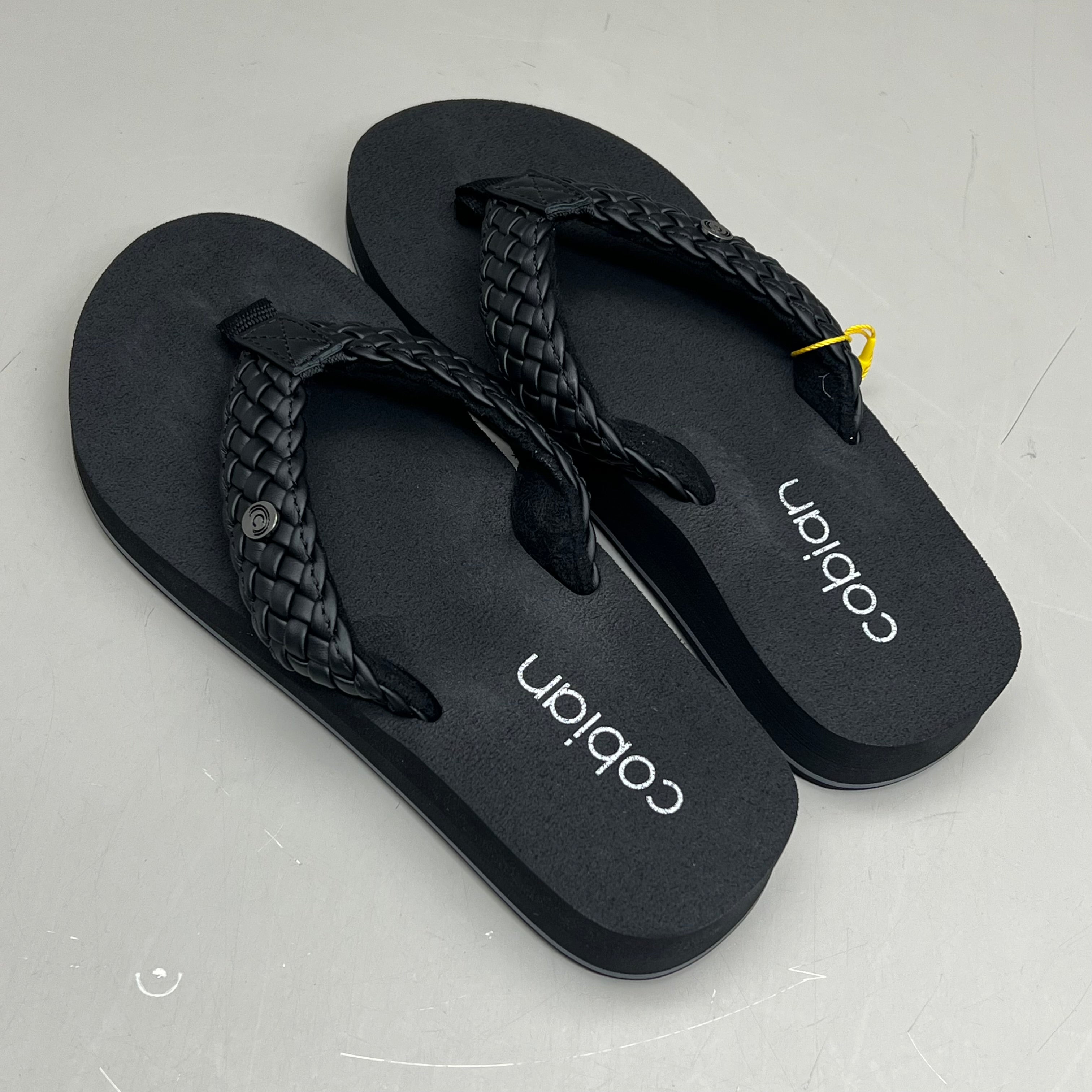 COBIAN Braided Bounce Synthetic Leather Sandals Women's Sz 11 EU 42.5 Black BRB10-001-11