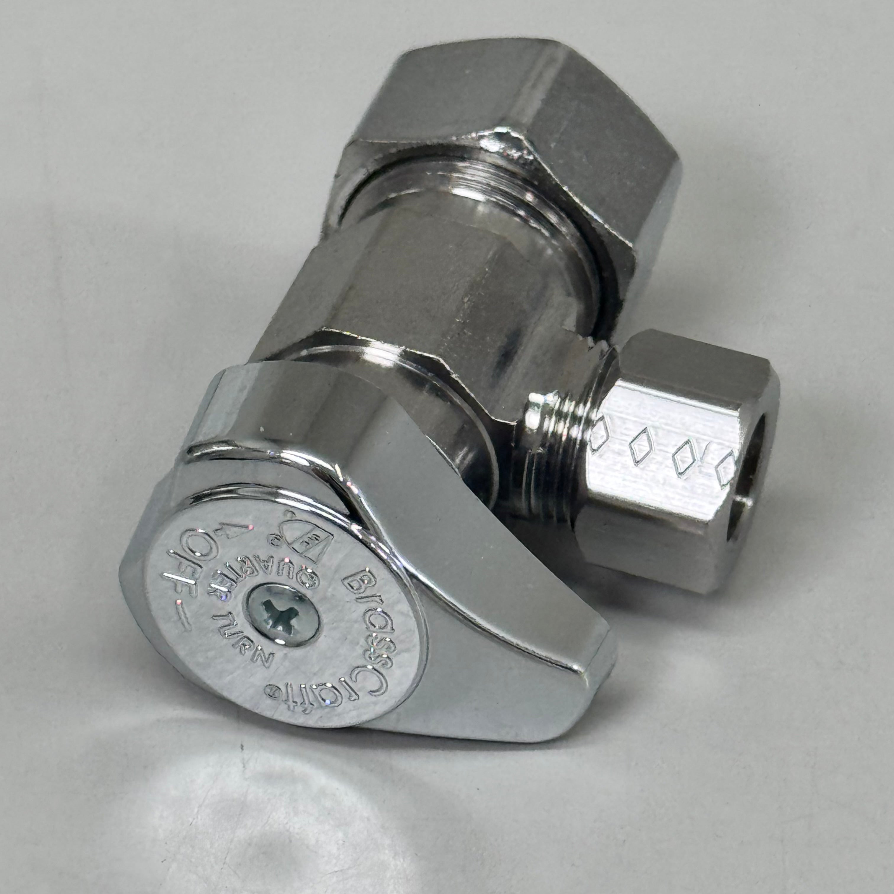 ZA@ BRASS CRAFT (5 PACK) 1/4" Turn Angle Supply STOP Valve 1/2"x3/8" Chrome G2CR19XC As-is Damaged Packaging
