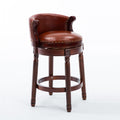 Seat Height 26'' Cow Top Wooden Bar Stool, 360 Degree Swivel Bar Height Chair With Backs For Home Kitchen Counter