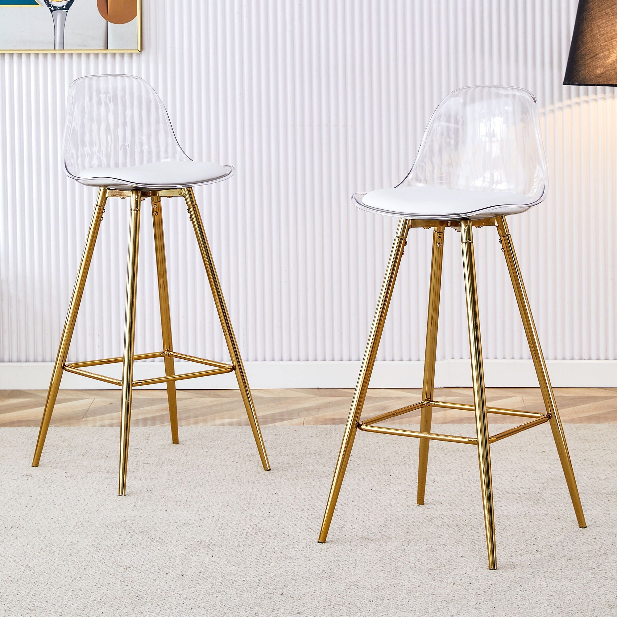 Stylish Upholstered Bar Chairs with Metal Legs