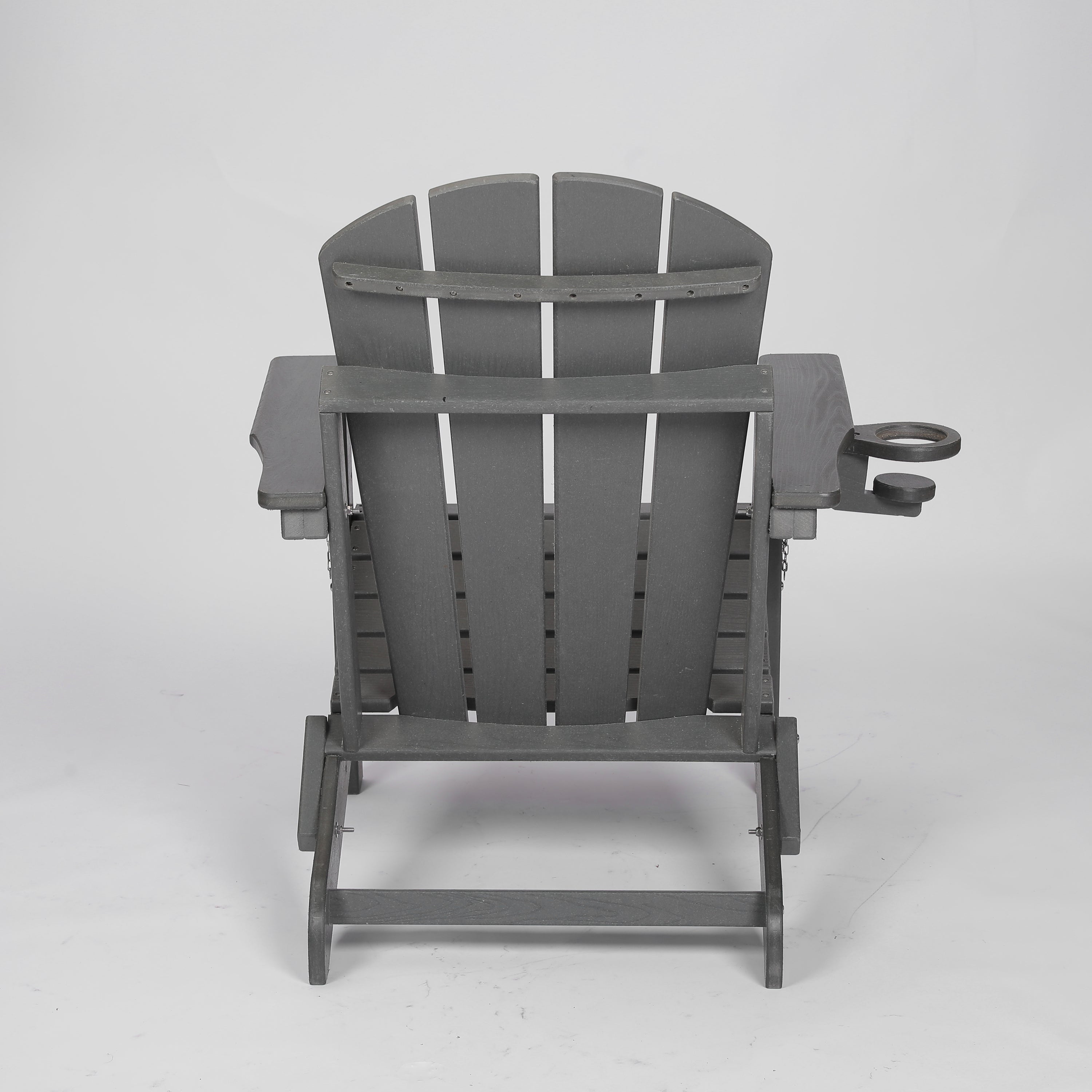 HDPE Folding Adirondack Chair with Dual Cup Holder - Gray