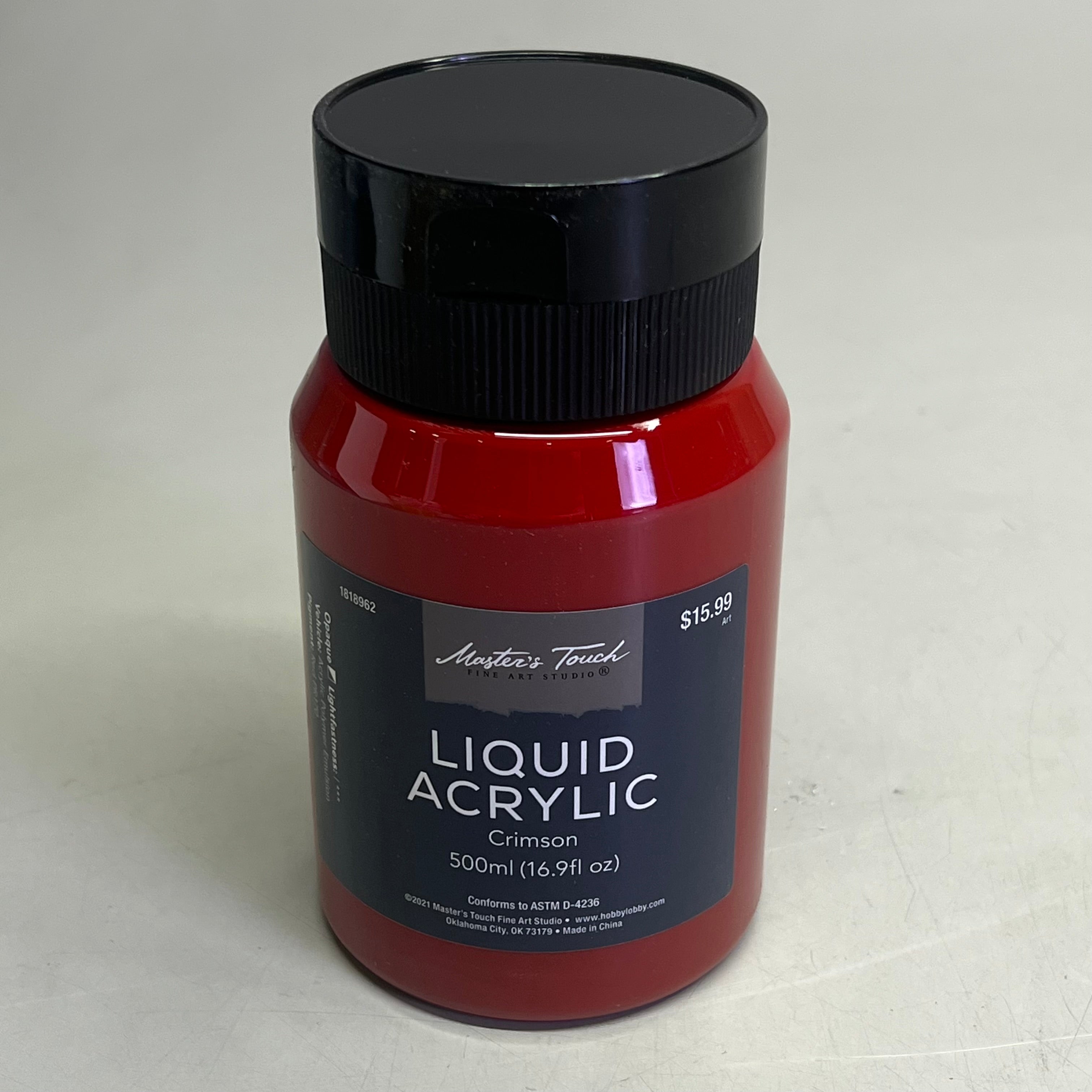 MASTERS TOUCH (2 PACK) Liquid Acrylic Artist Paint 16.9 Fl Oz Crimson 1818962