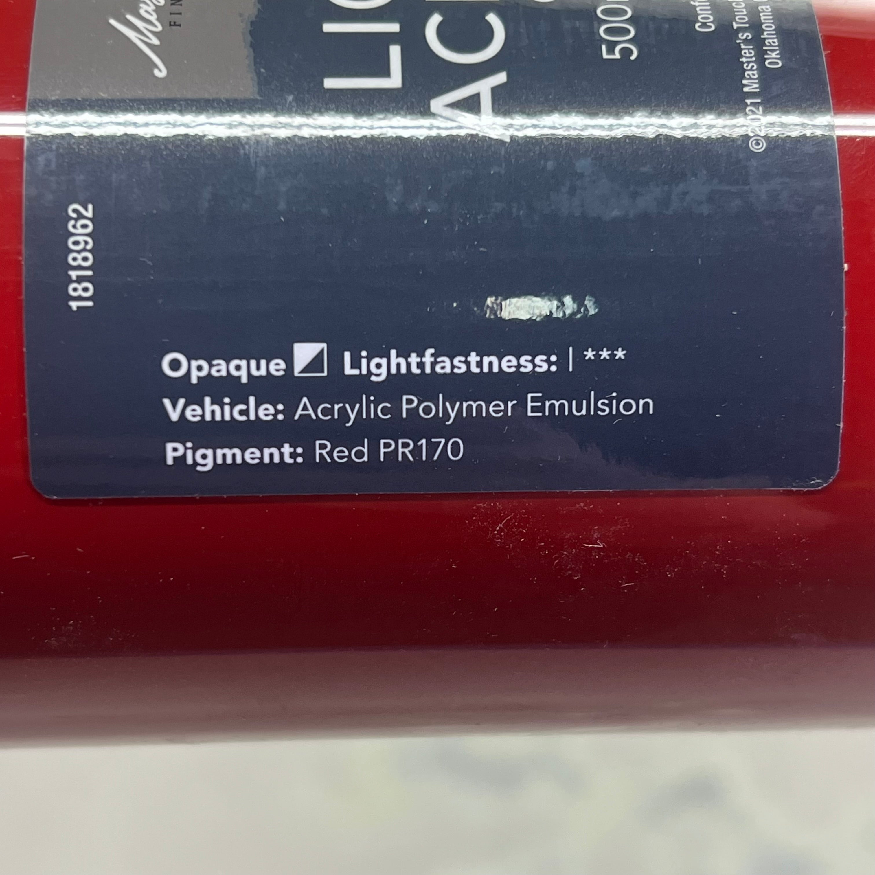 MASTERS TOUCH (2 PACK) Liquid Acrylic Artist Paint 16.9 Fl Oz Crimson 1818962