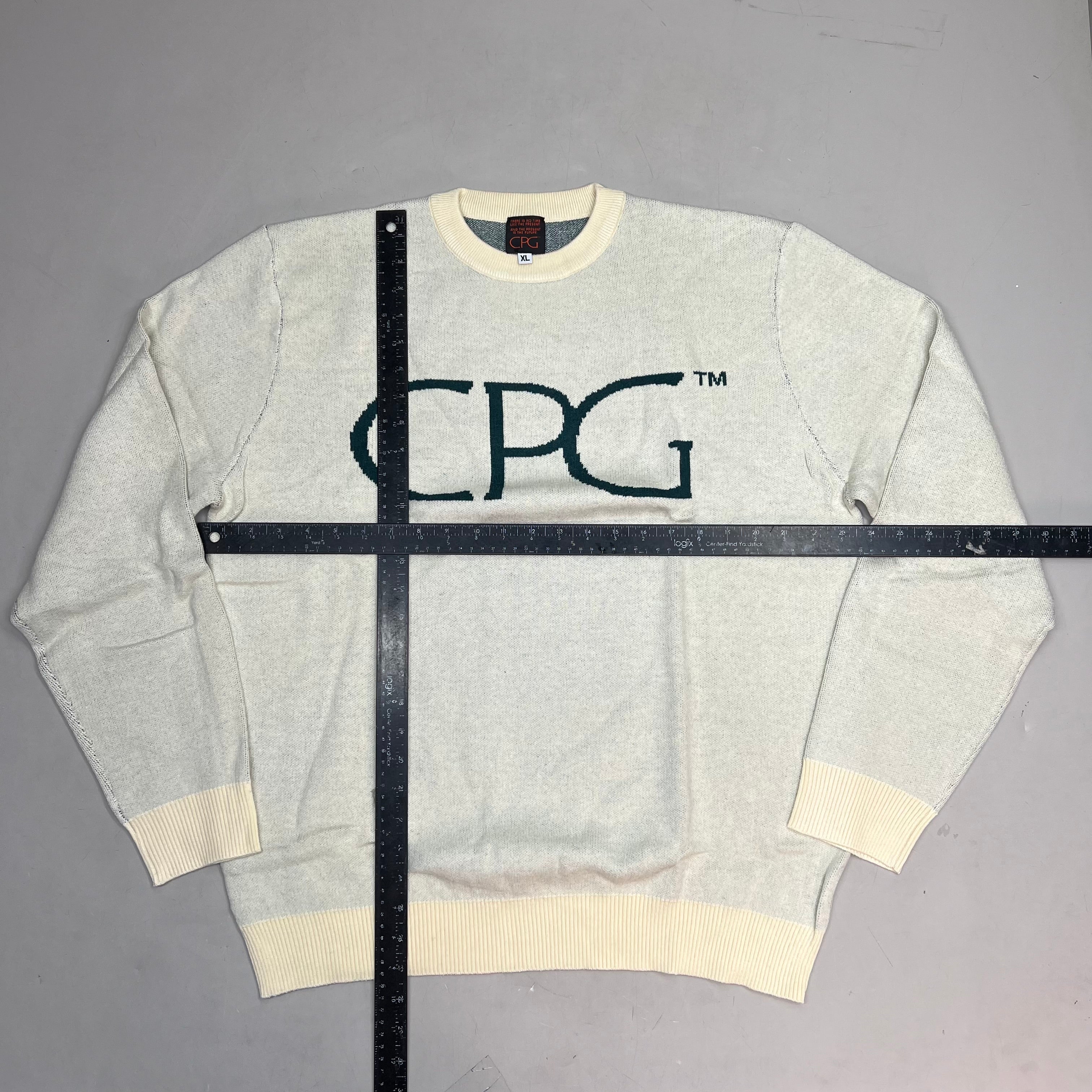 CPG CODEGRAPHY WORLDWIDE Sweater Women's Sz XL Green/Crème WCPG-SWTR-NTRL-2022-3