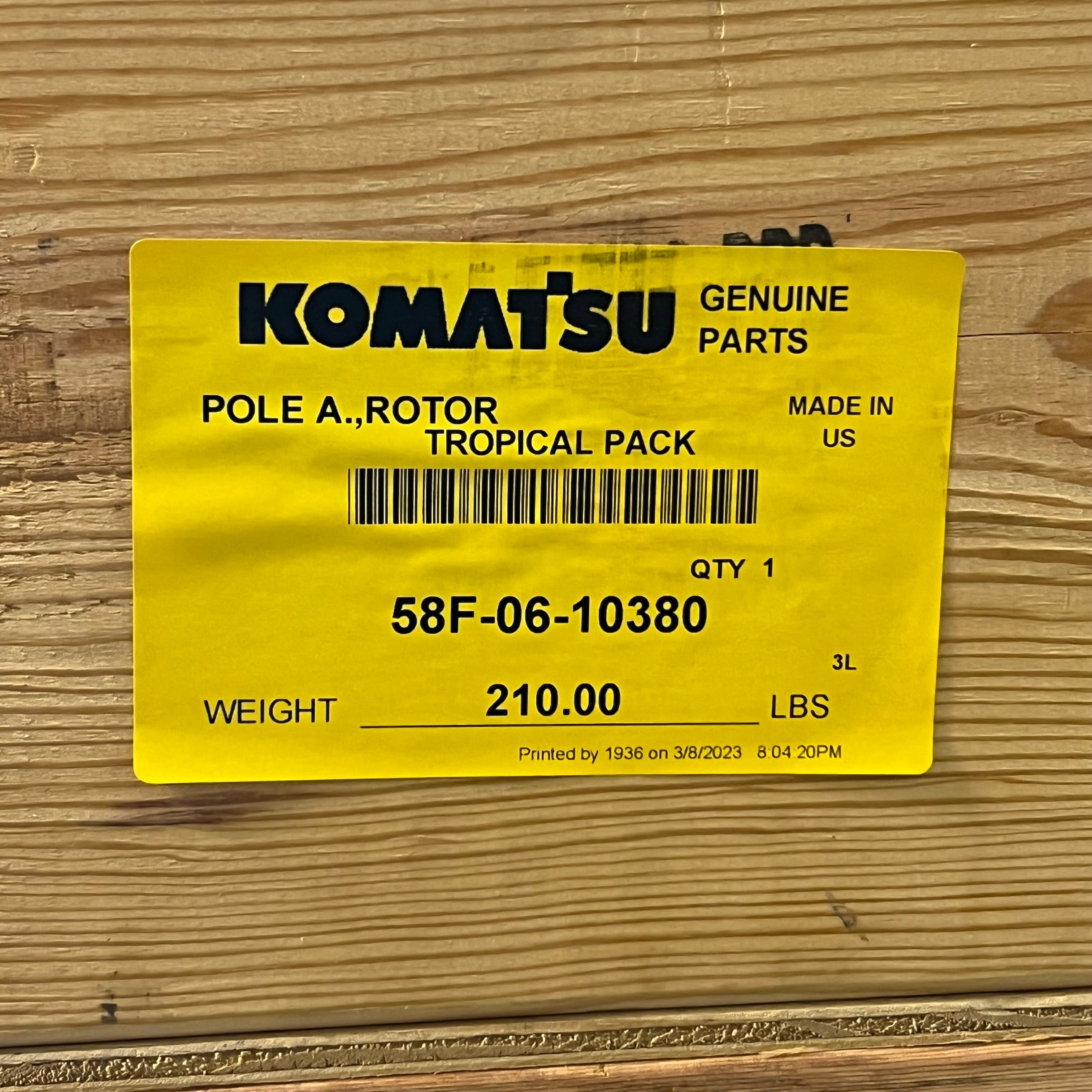 KOMATSU Pole a Rotor Sz 31" L x 5" H x 6" W, Grey 58F-06-10380