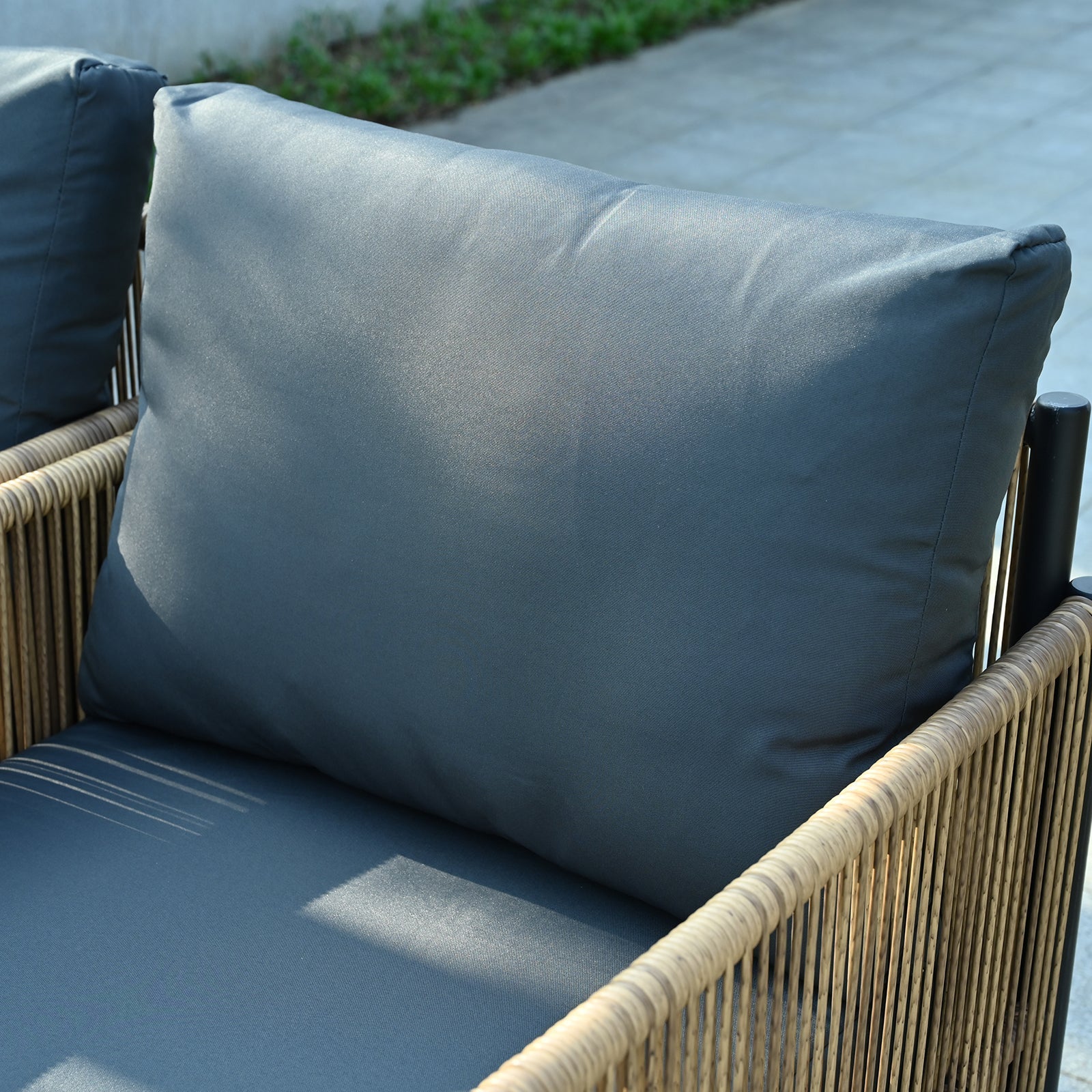New Comming Outdoor Brown PE Wicker Sofa Set - 2 Pieces with Grey Cushions