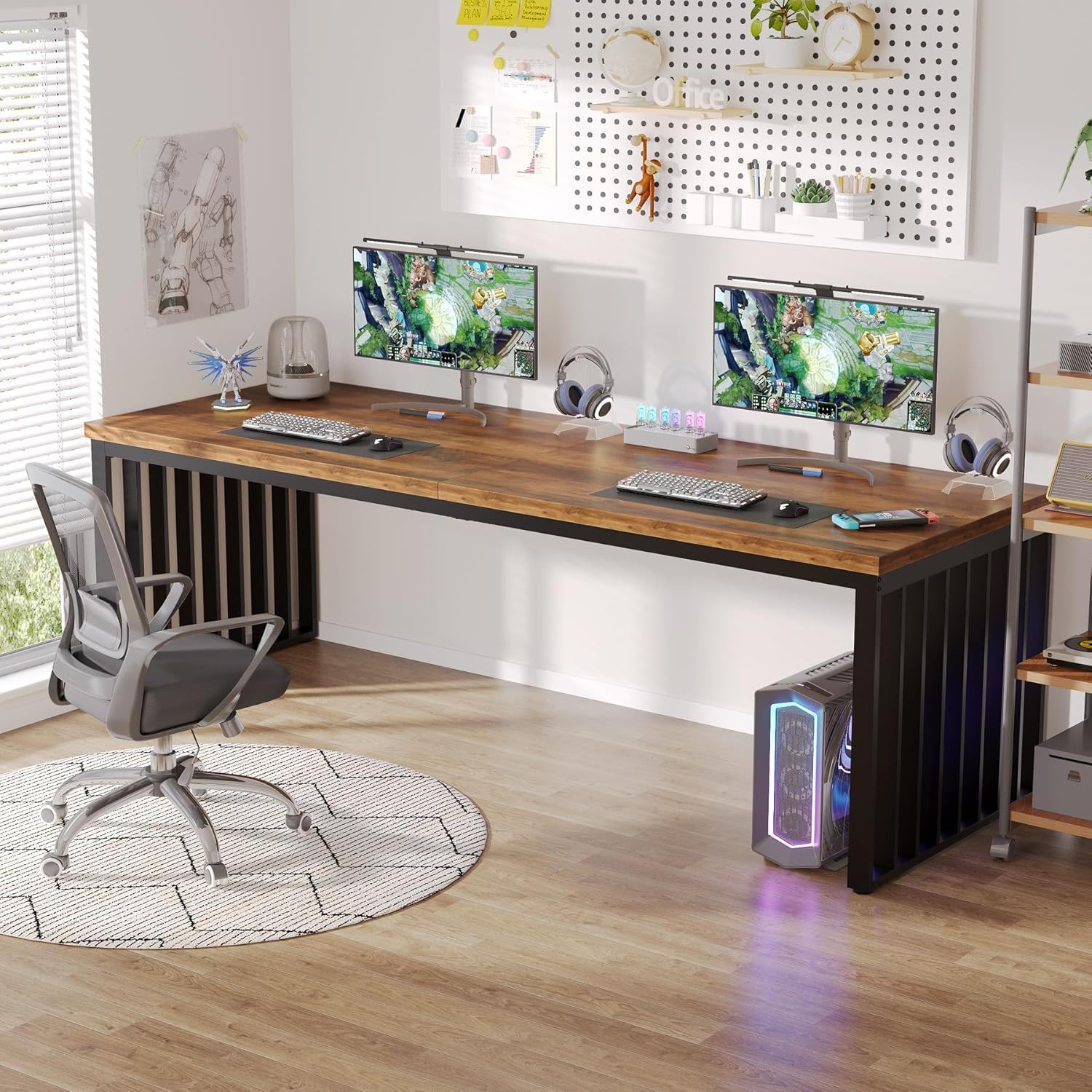 Double Computer Desk For 2 Person, Extra Long Workstation