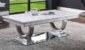 Zander Printed Faux Marble Top Mirrored Coffee Table