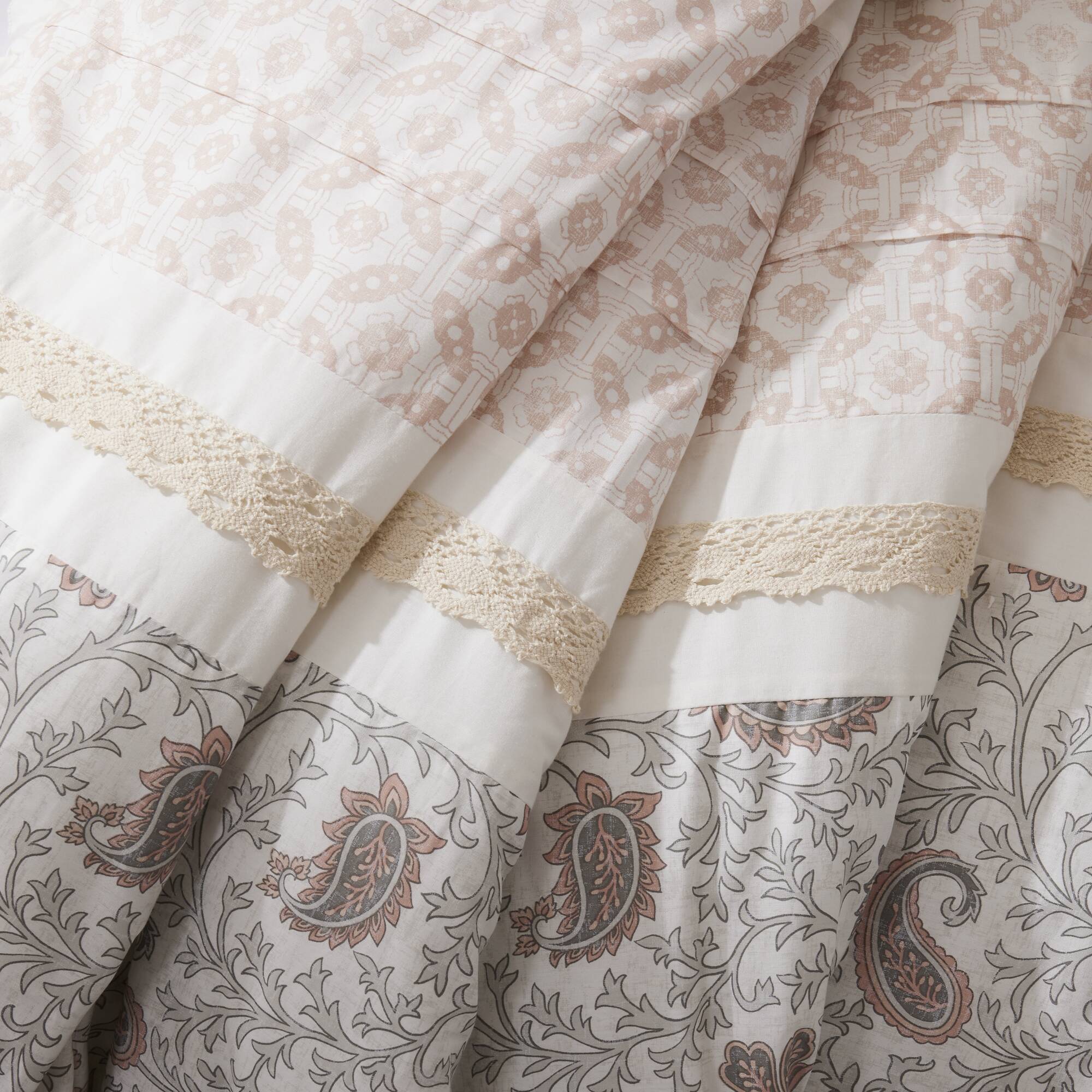 9 Piece Cotton Percale Comforter Set Blush