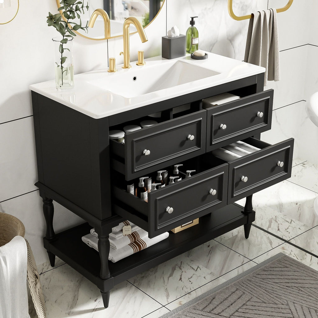 Bathroom Vanity Cabinet With Undermount Sink - 4 Drawer Set