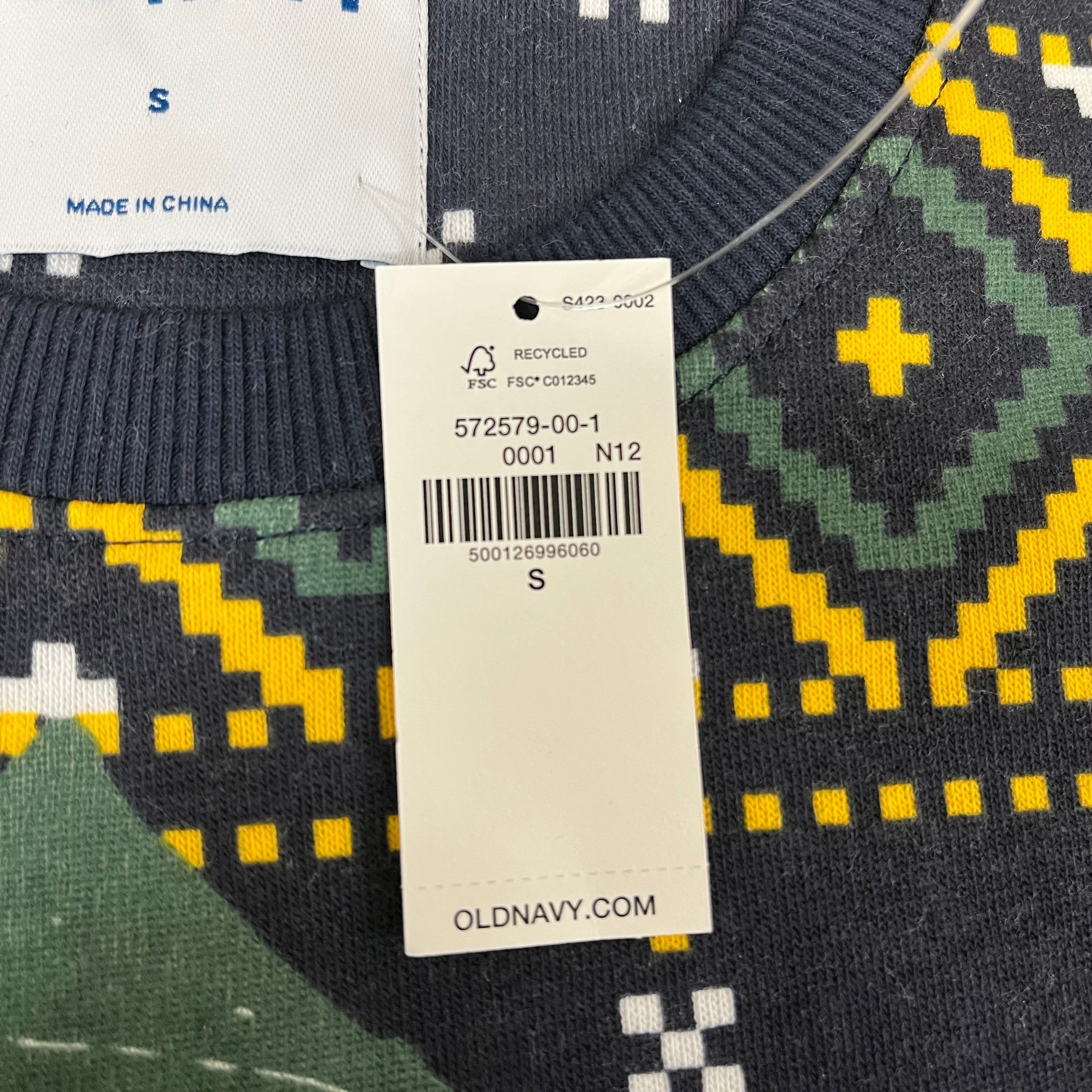 OLD NAVY Men's Christmas Holiday Elf Sweater Sz S Navy/Green 572579-00-1