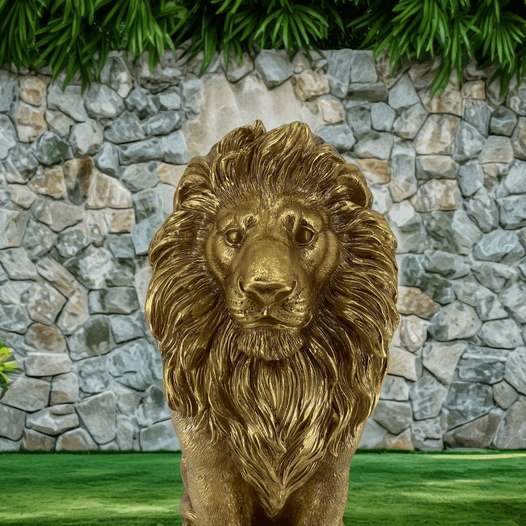 24" Lion Statue, Resin Outdoor Guardian Sculpture