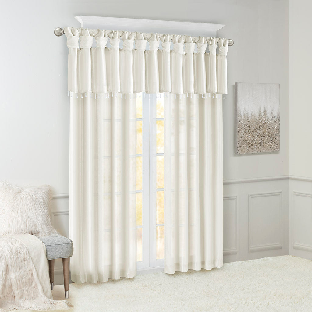 Twist Tab Lined Window Curtain Panel White 50x84