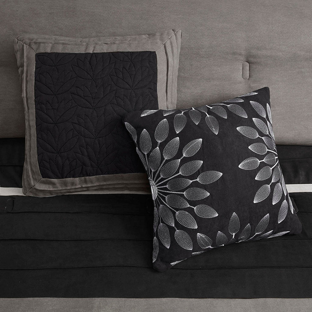 7 Piece Faux Suede Comforter Set Black King