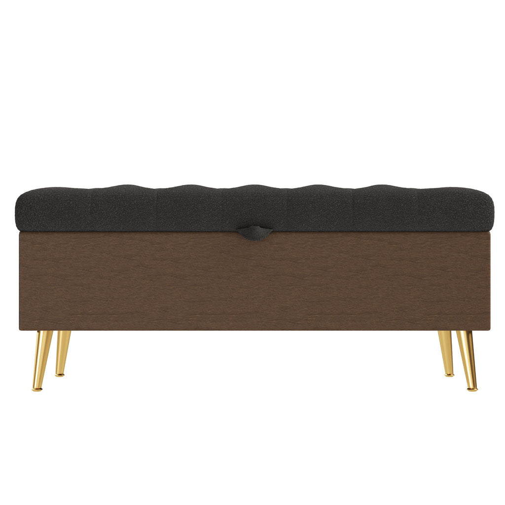 Modern Tufted Storage Ottoman Bench with Metal Legs