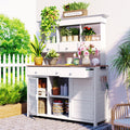 TOPMAX 65.7" Tall Garden Potting Bench Table with Hutch