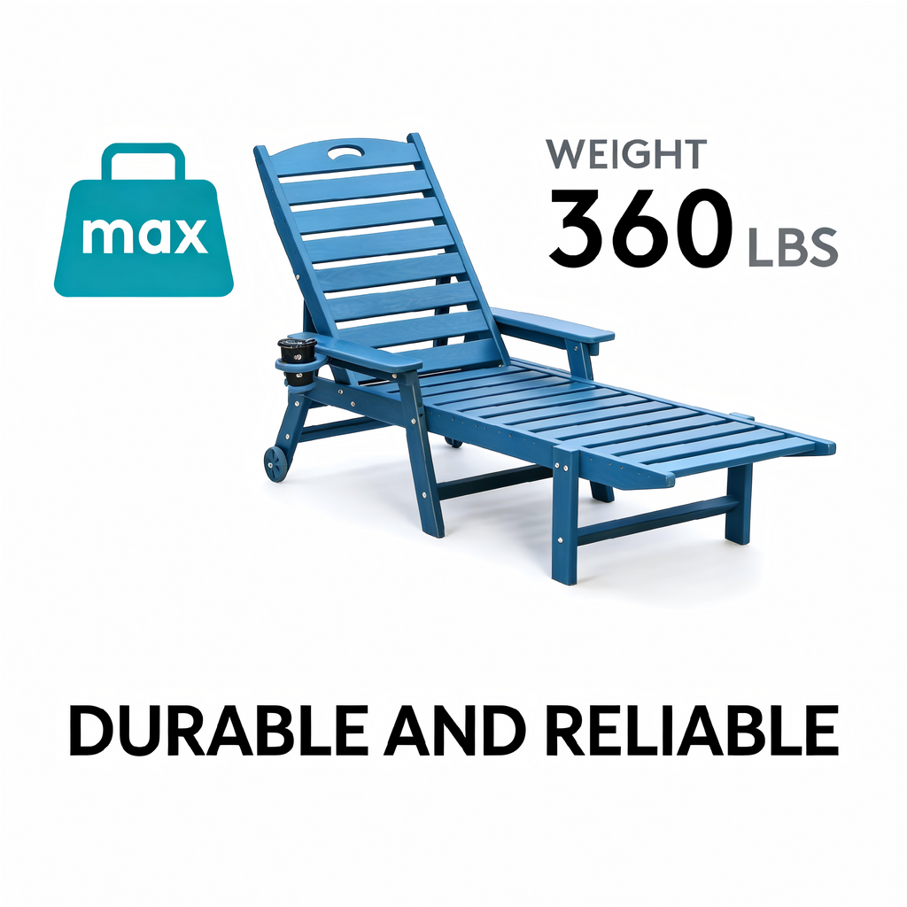 HDPE Chaise Lounge Chair Outdoor with Adjustable Backrest