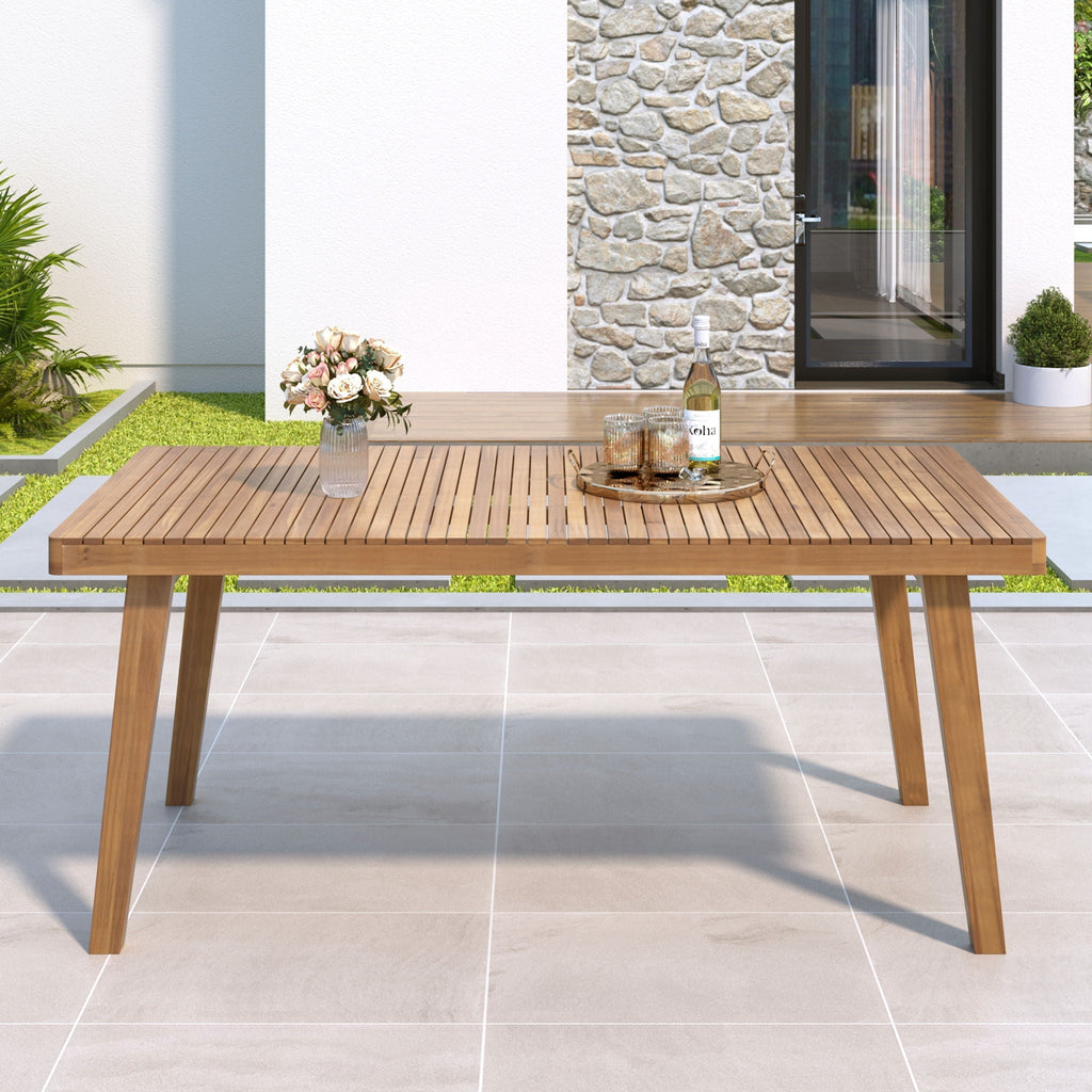 Outdoor Dining Table With Slatted Top