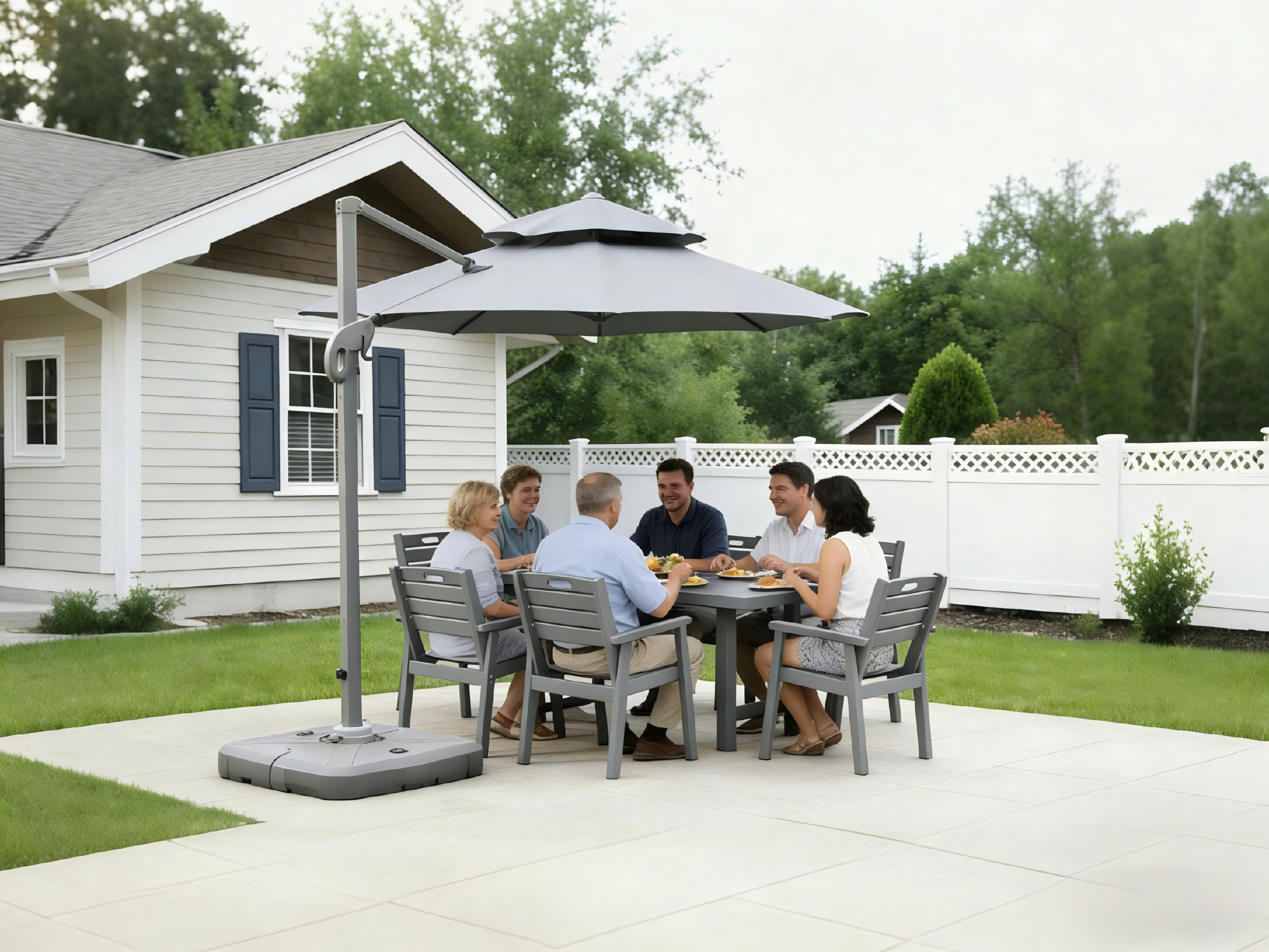 HDPE Outdoor Patio Dining Set - Table and Six Chairs