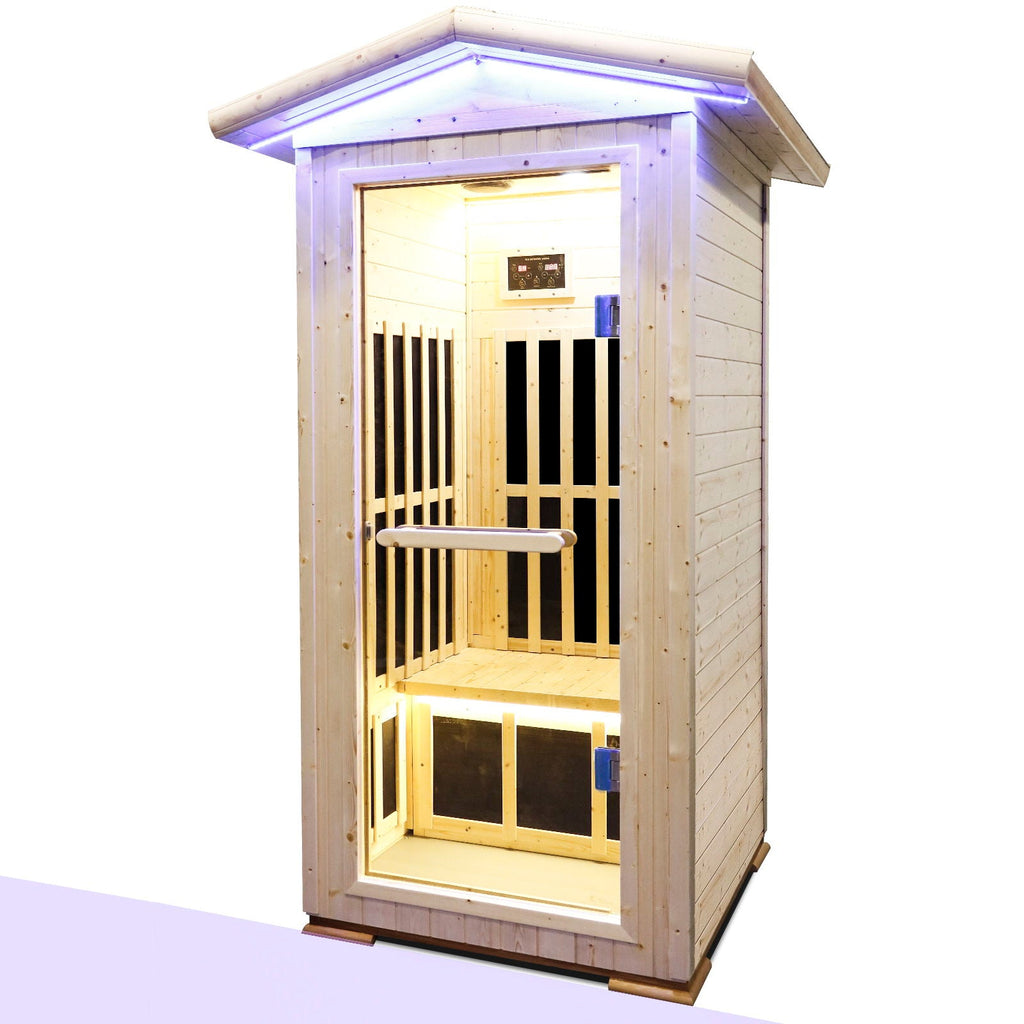 Single Person Spruce Far Infrared Sauna With Ambient Lighting And Bluetooth Music - Natural